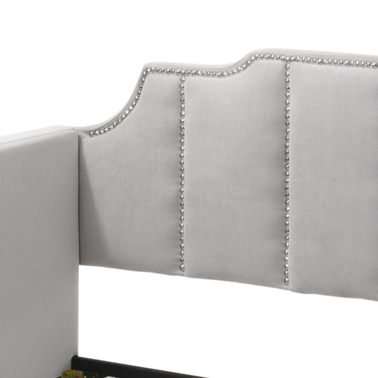 Comfortable Daybed with Roll-Out Trundle - Gray Velvet