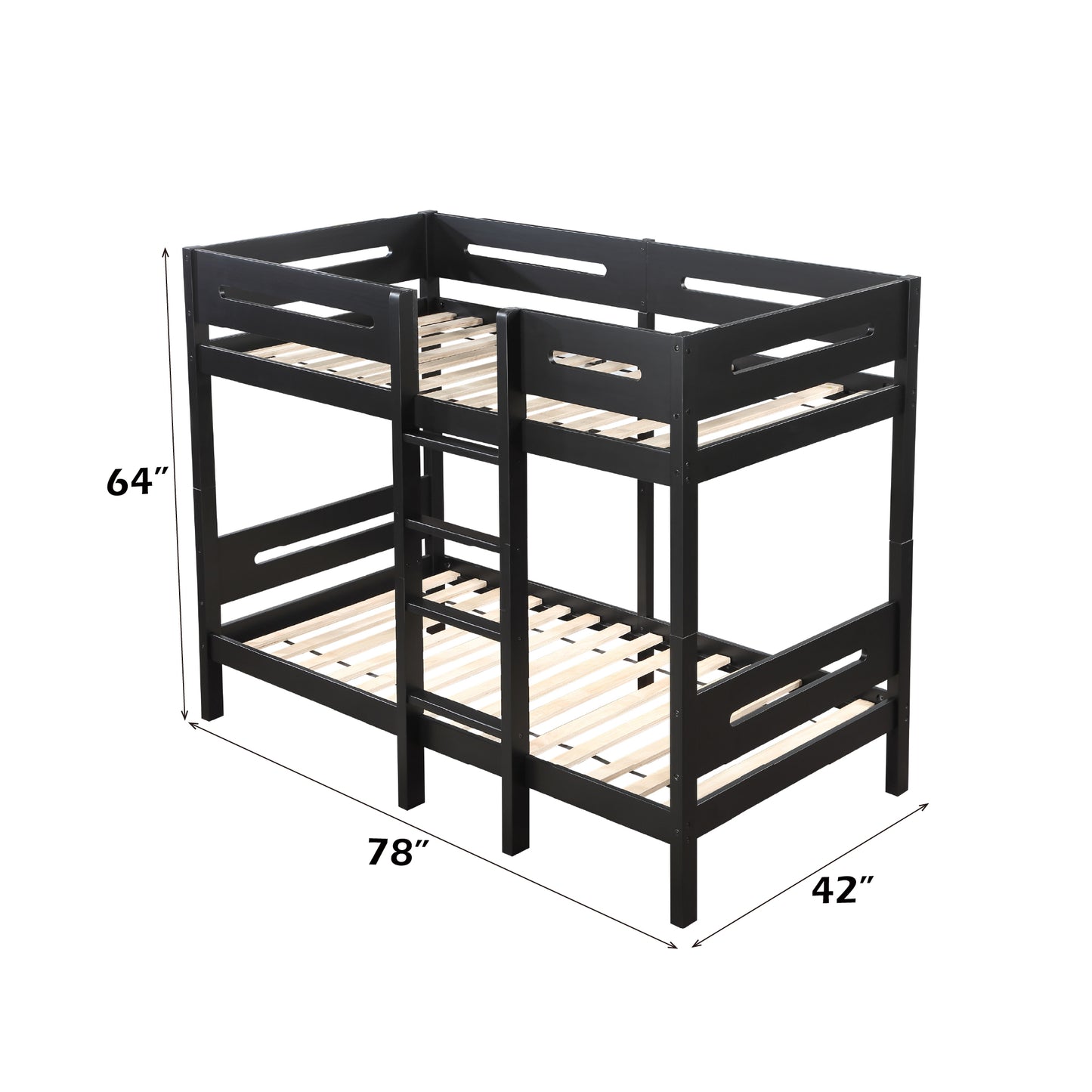 Maximize Space with Black Twin/Twin Bunk Bed - Easy Assembly