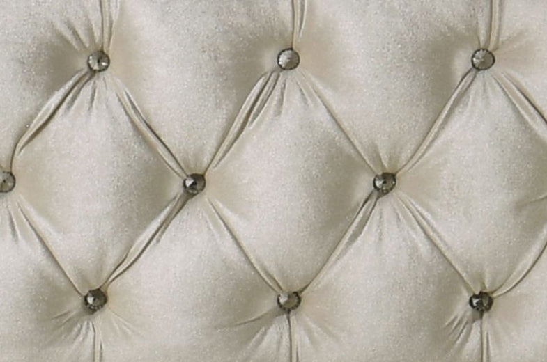 Elegant Beige Velvet Bed with LED Lighting and Tufted Headboard