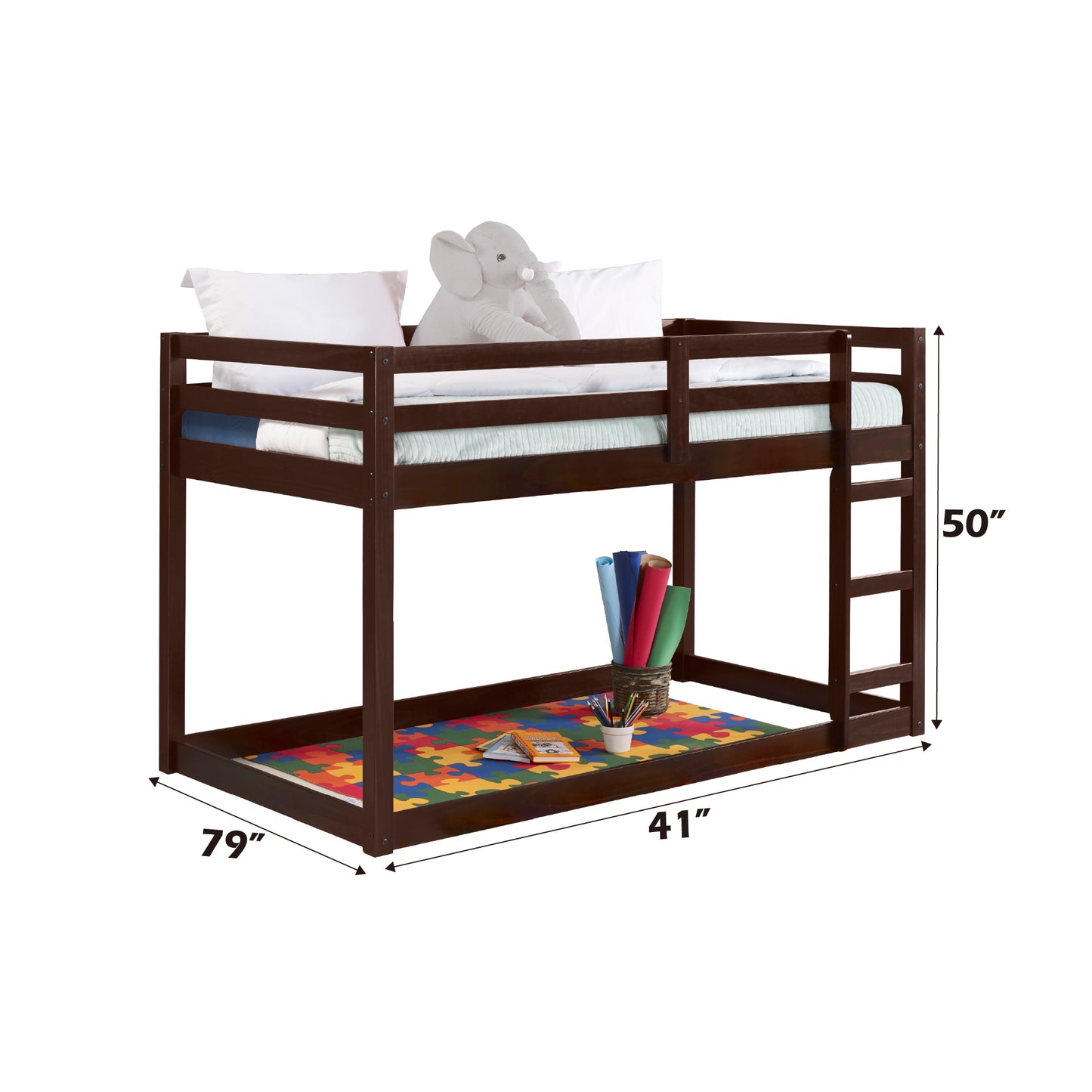 Space-Saving Twin Loft Bed with Espresso Finish and Built-In Ladder