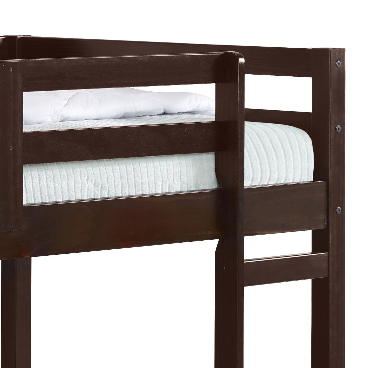 Space-Saving Twin Loft Bed with Espresso Finish and Built-In Ladder