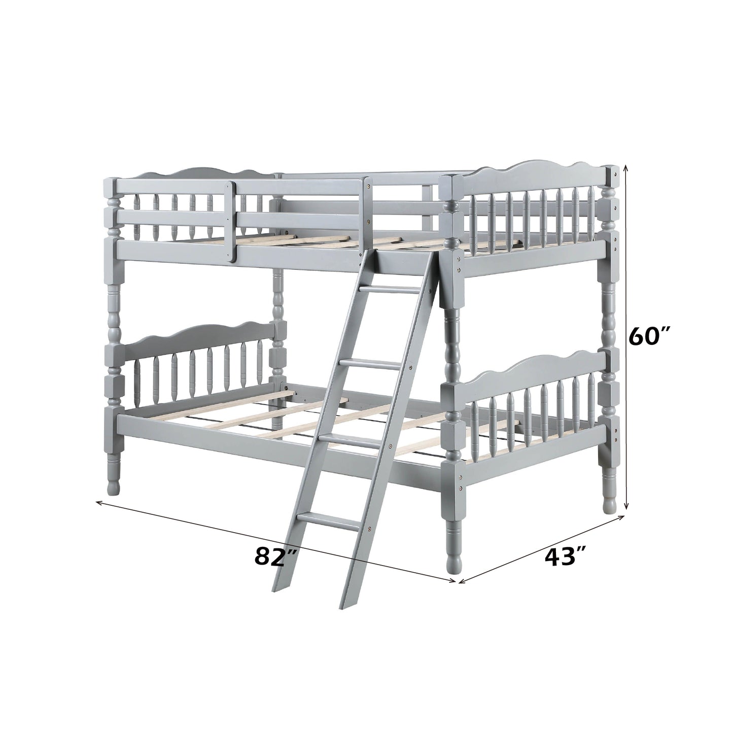 Space-Saving Twin-Twin Bunk Bed with Gray Finish