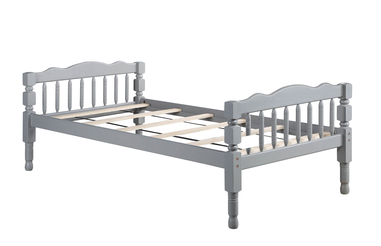 Space-Saving Twin-Twin Bunk Bed with Gray Finish