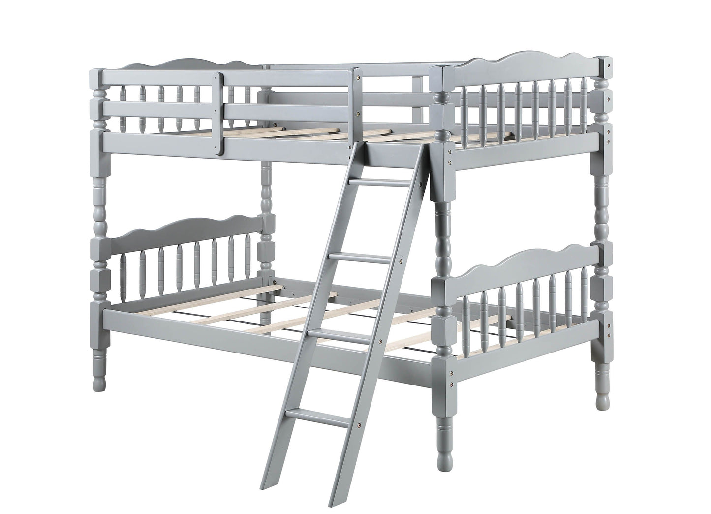 Space-Saving Twin-Twin Bunk Bed with Gray Finish