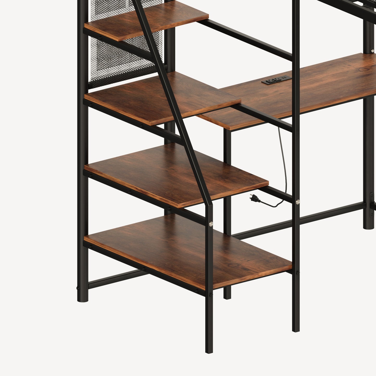 Maximize Space with Full Size Loft Bed, Black, LED Lights