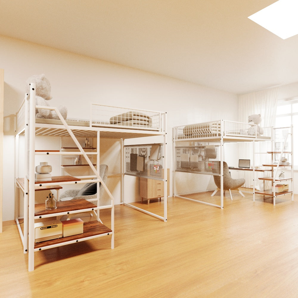 Space-Saving Full Size Loft Bed with Charging Station and LED Lighting