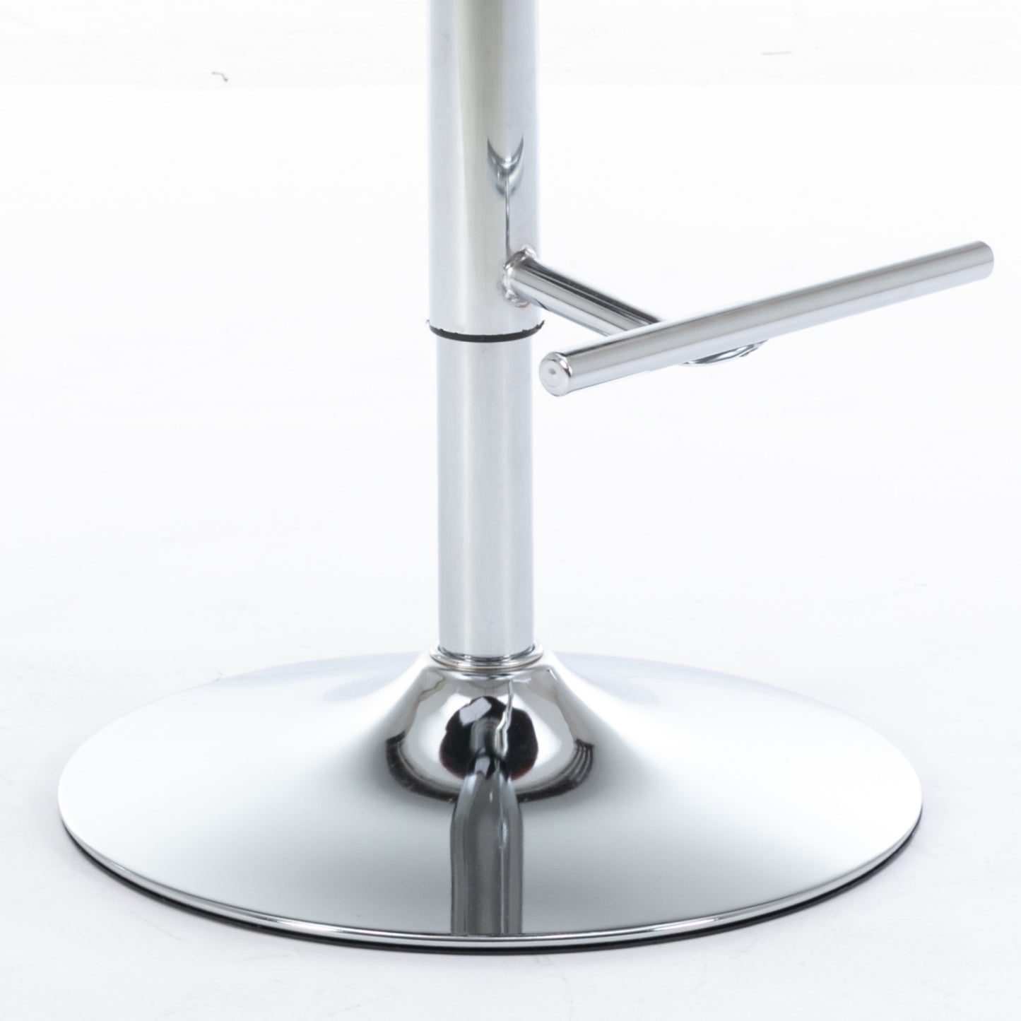 Adjustable chrome bar stool base with footrest