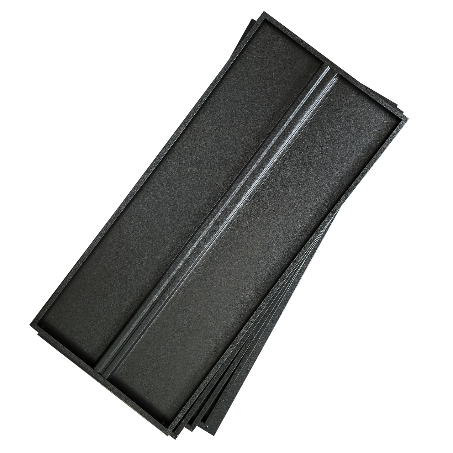 Stack of dark gray metal grill grates