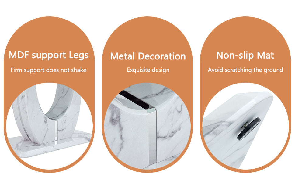Marble effect MDF support legs with metal inlay