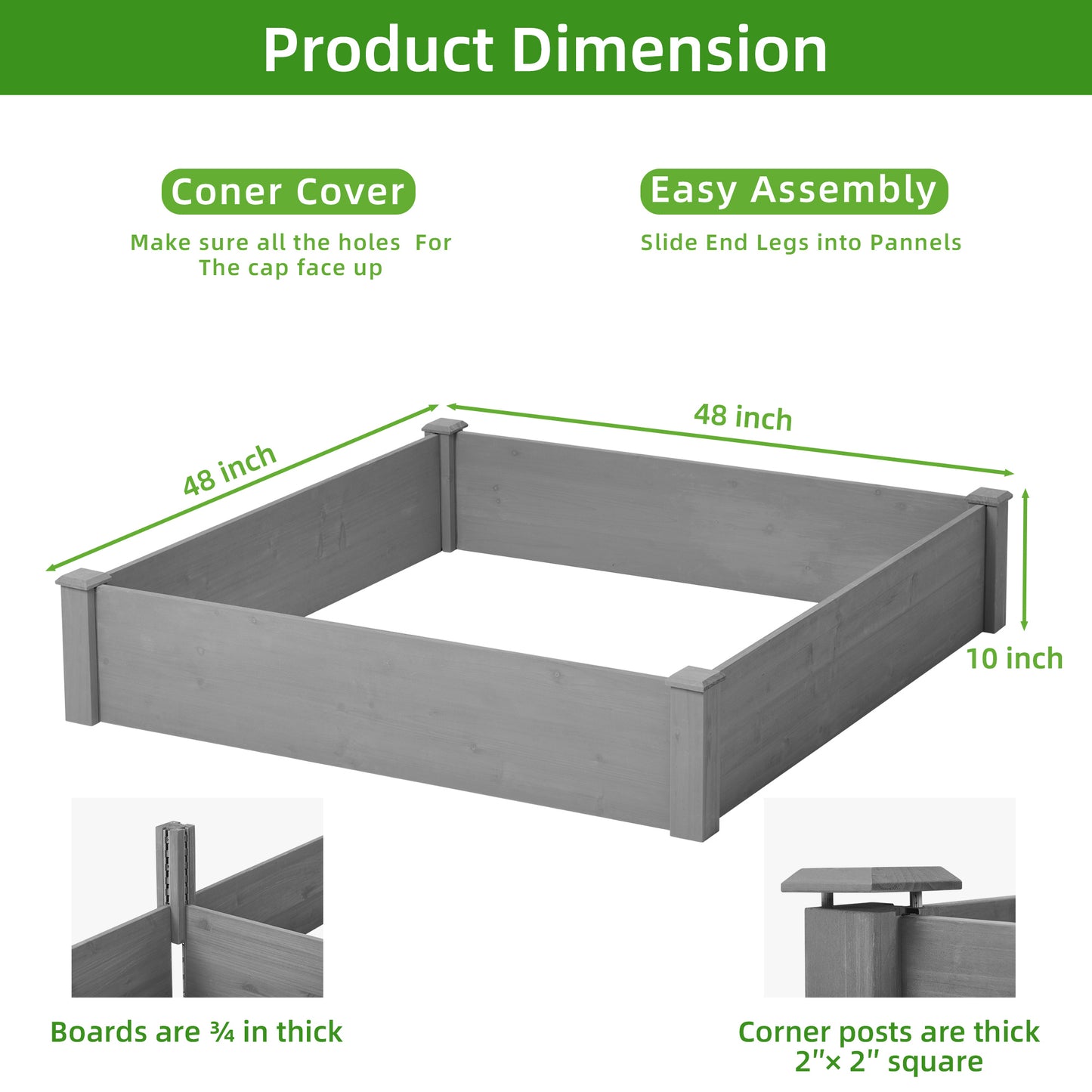 Gray xx inch raised garden bed frame