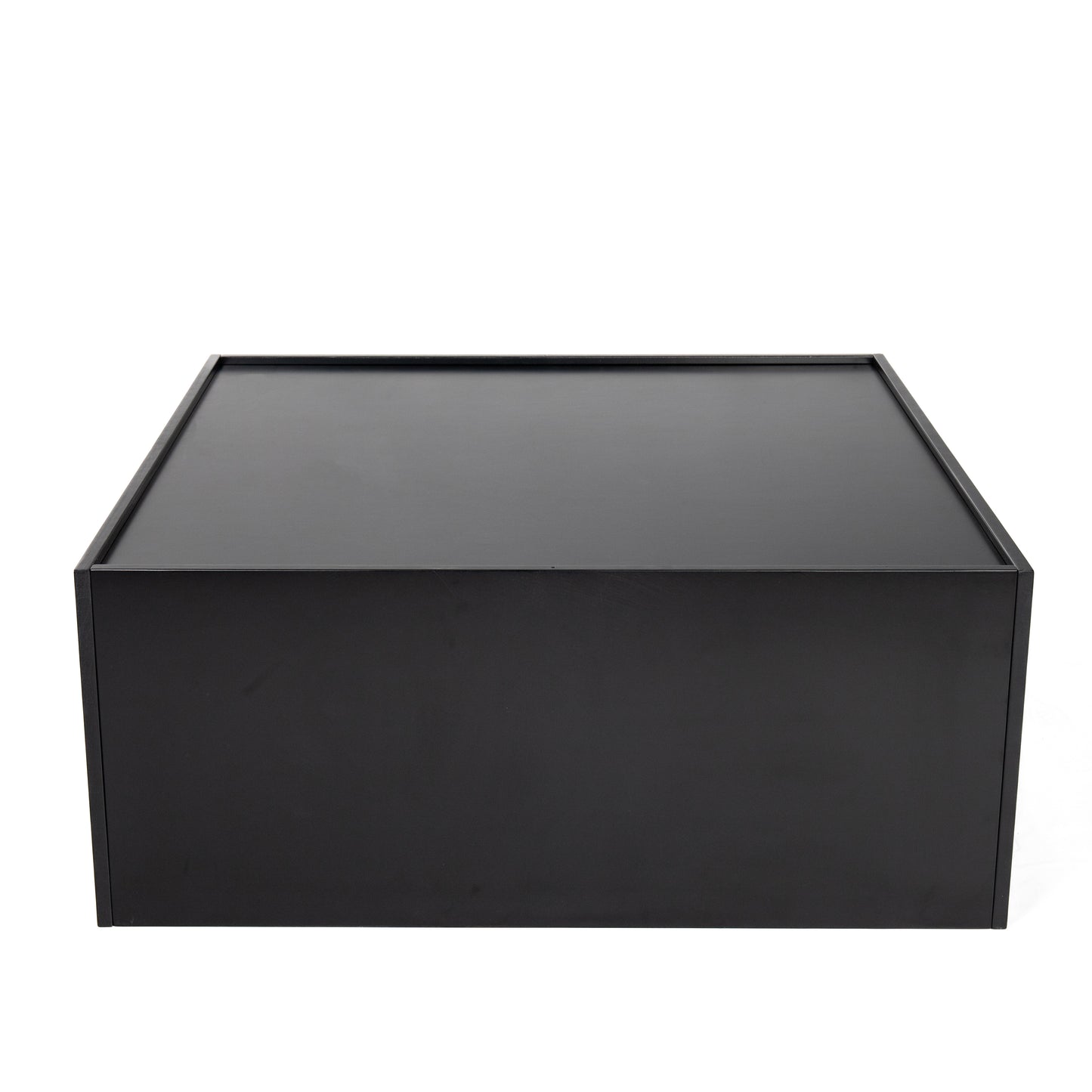 Sleek black modern coffee table with a minimalist design