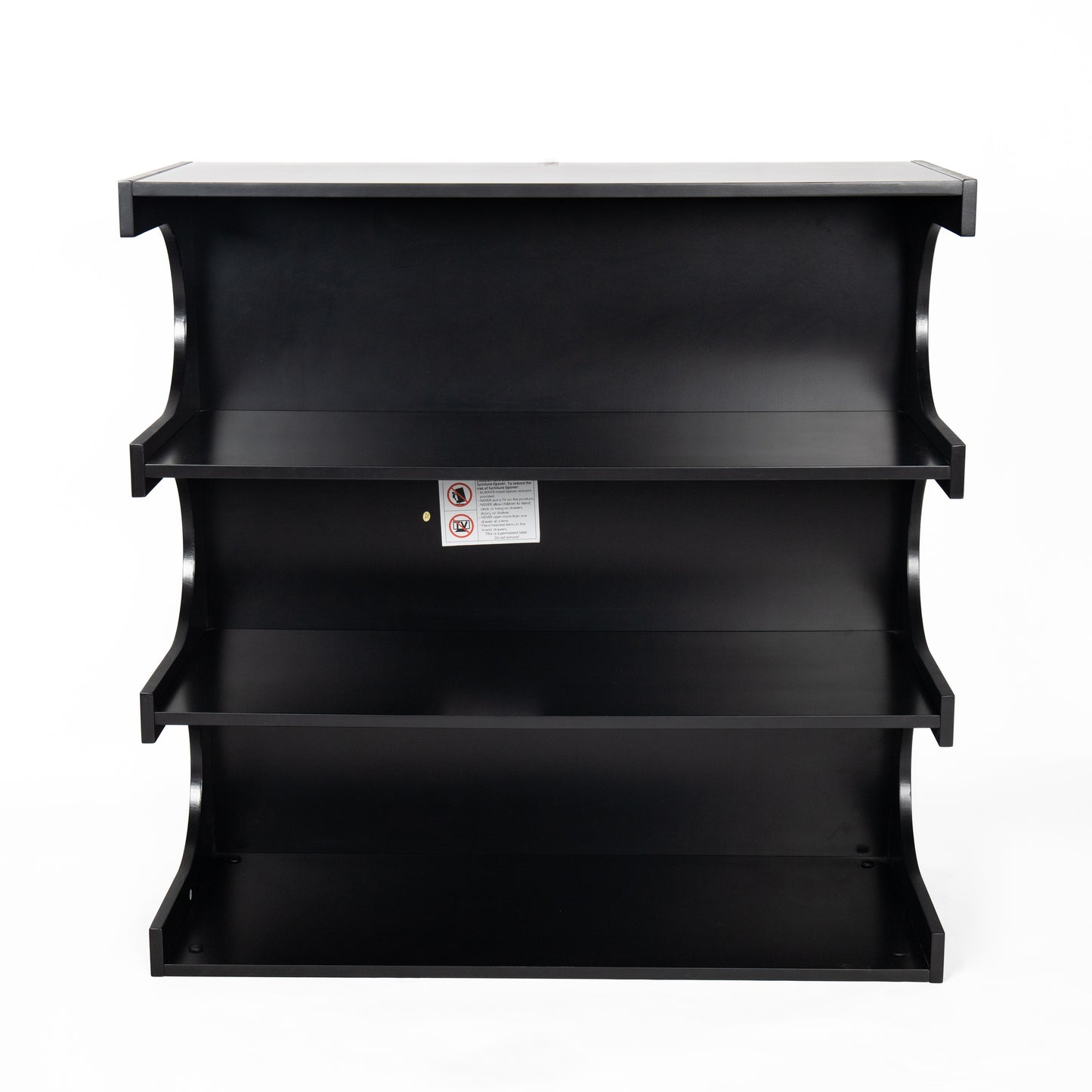 Black threetier wallmounted shelf