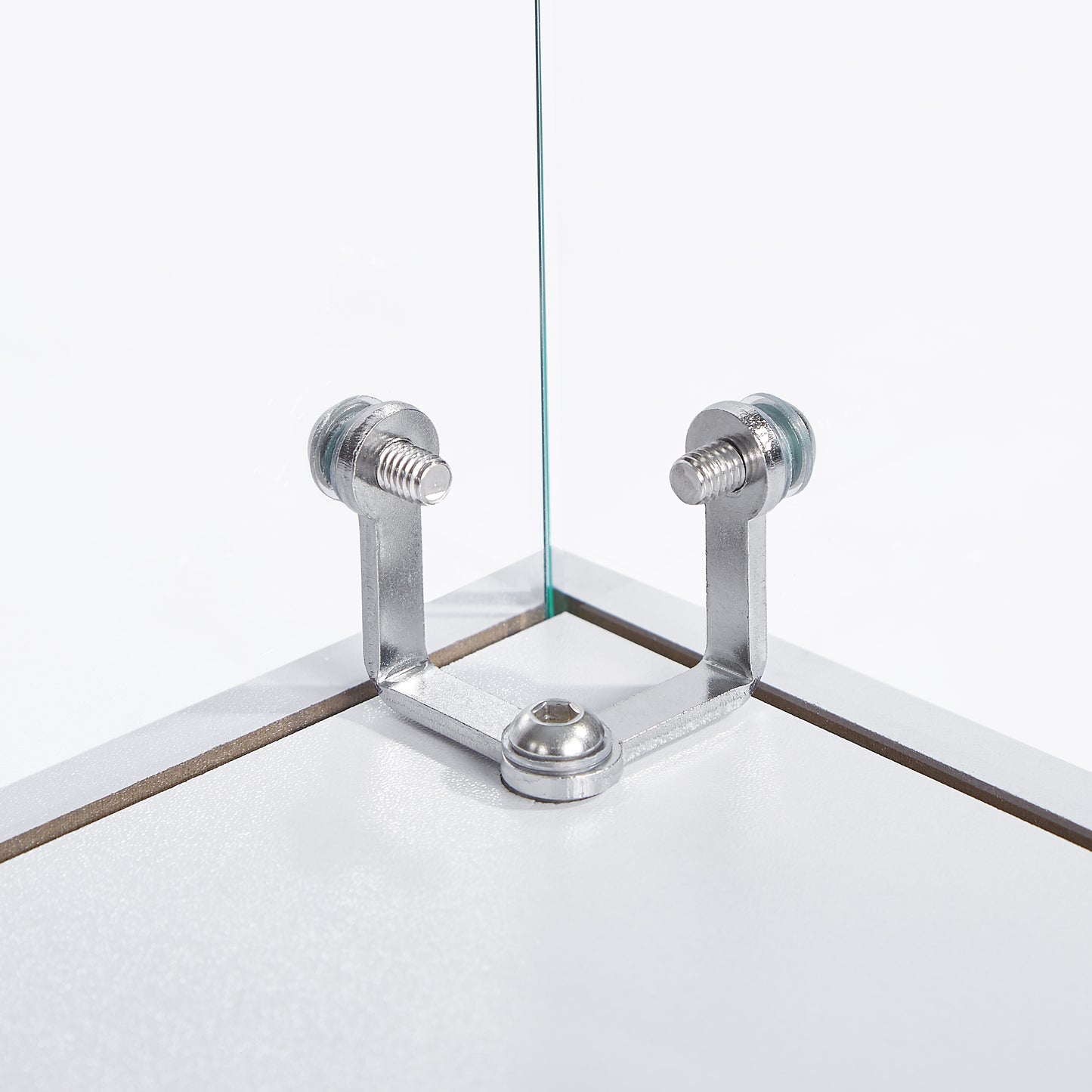 Chrome corner glass clamp with hex bolt