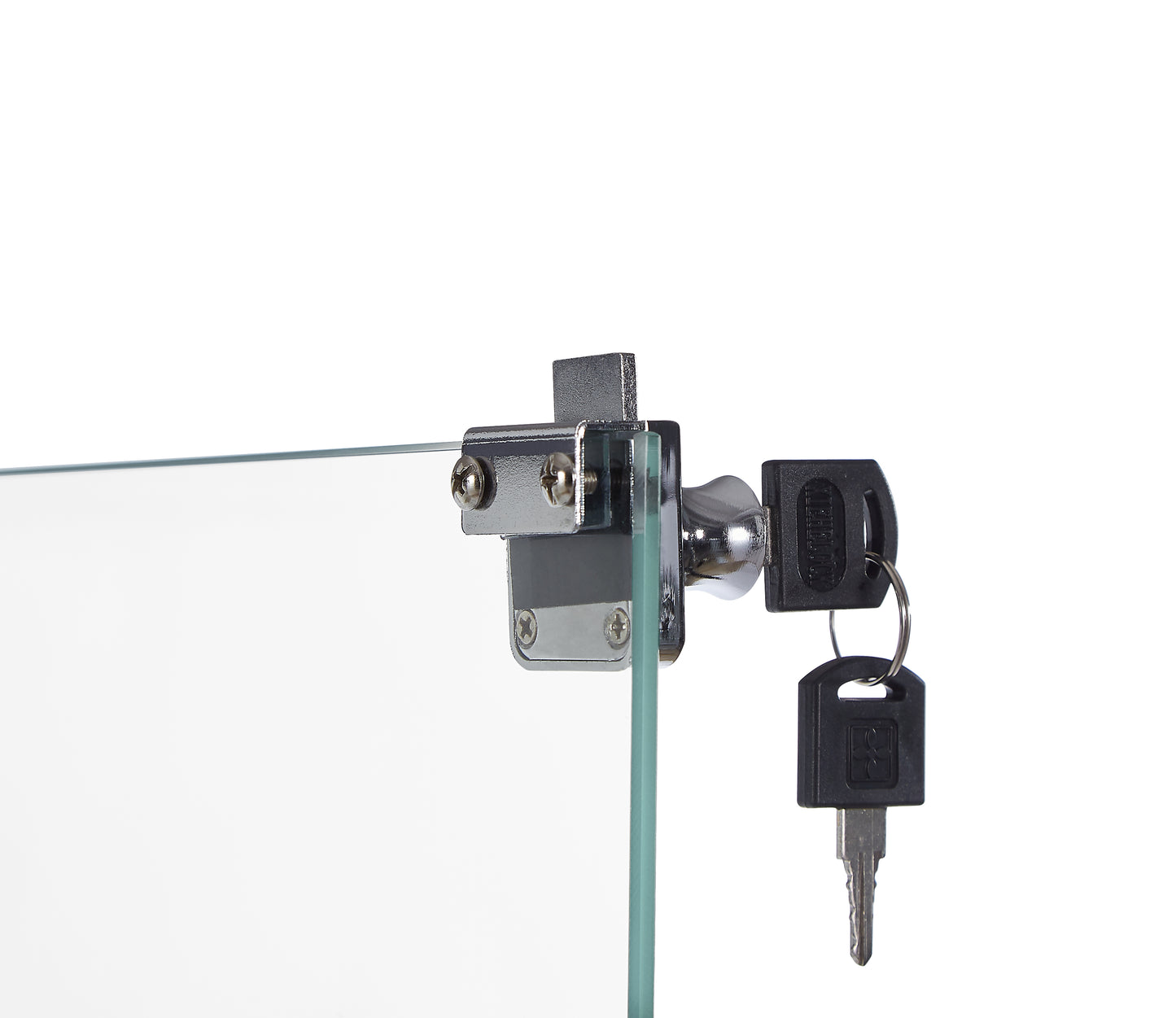 Silver glass cabinet lock with two keys