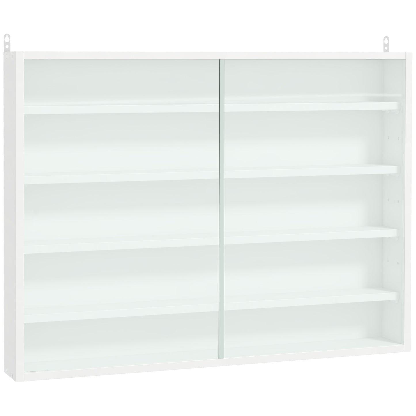 Modern white wallmounted bookcase with sliding doors