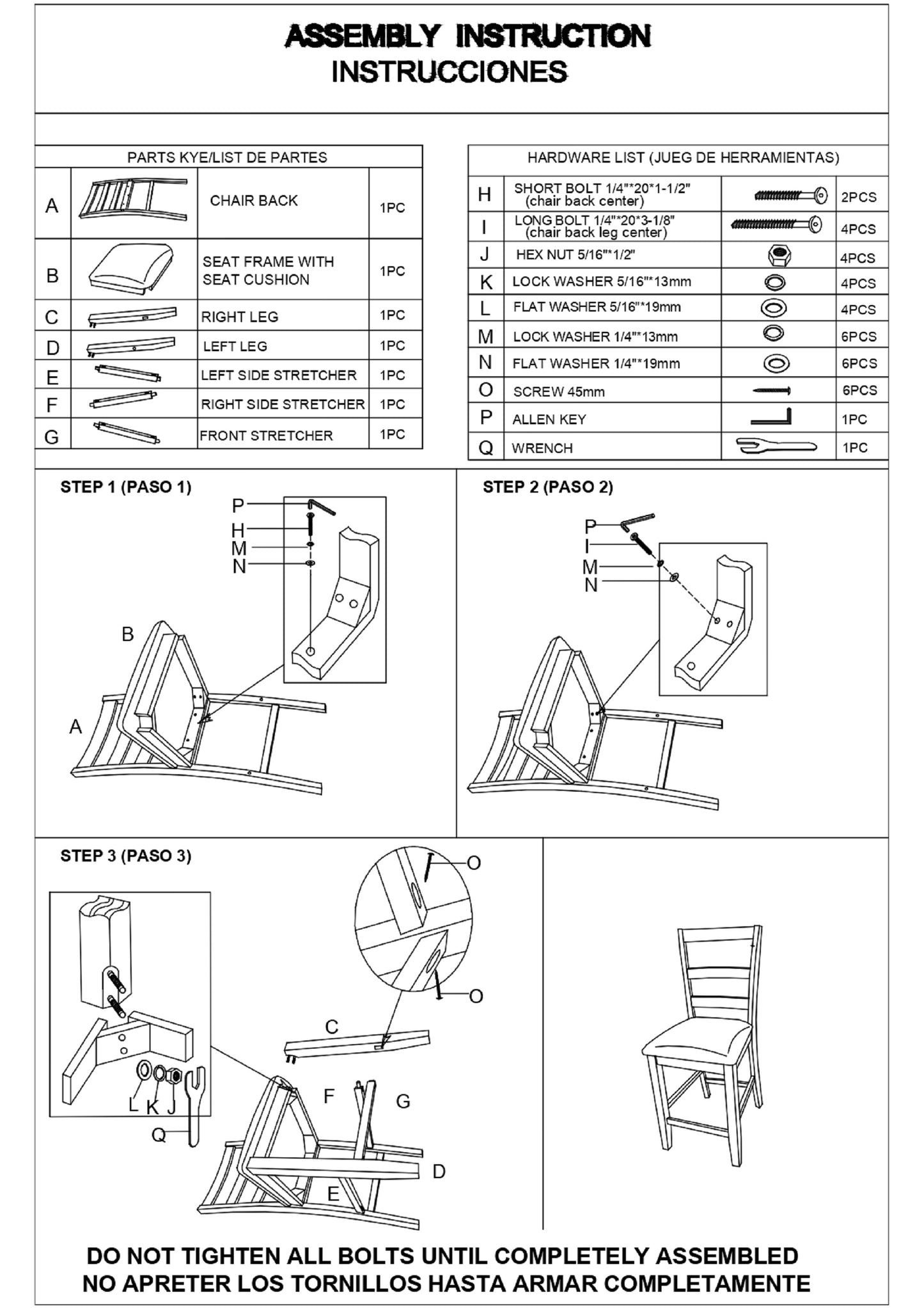 Chair back assembly diagram part A