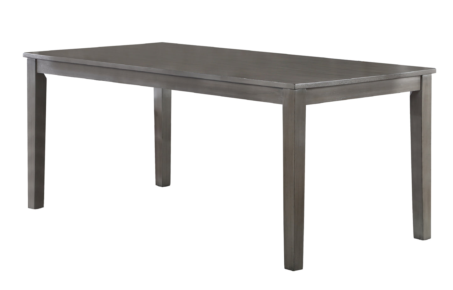 Rectangular gray wood dining table with straight legs