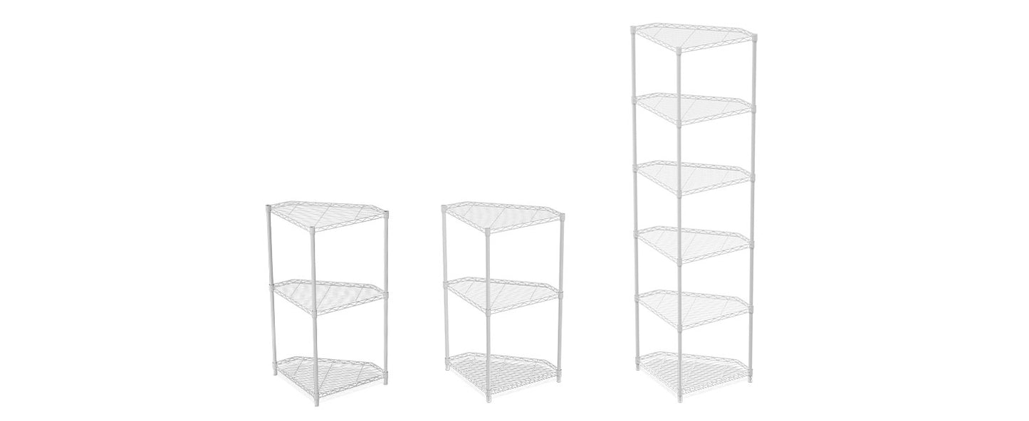 White wire tier corner shelf