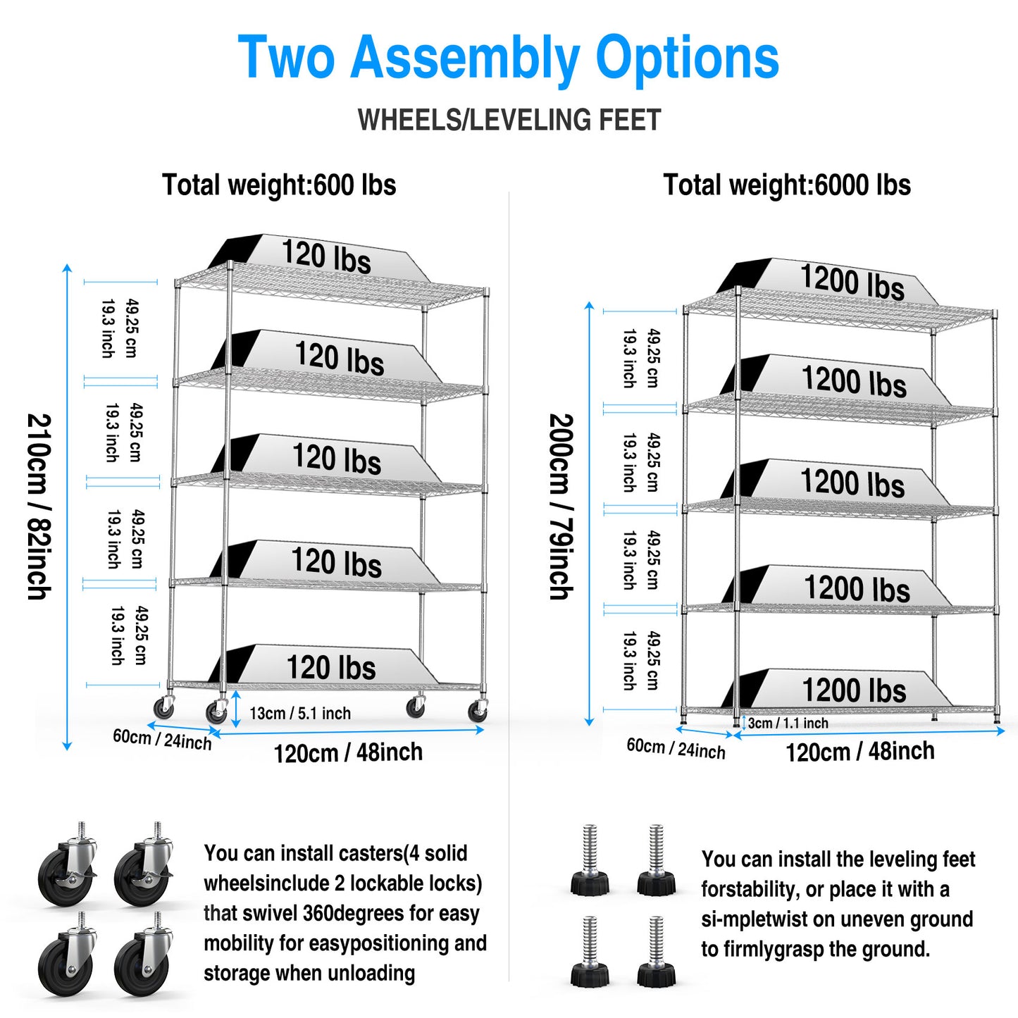 Wire shelving unit with tiers inch width lbs capacity per shelf