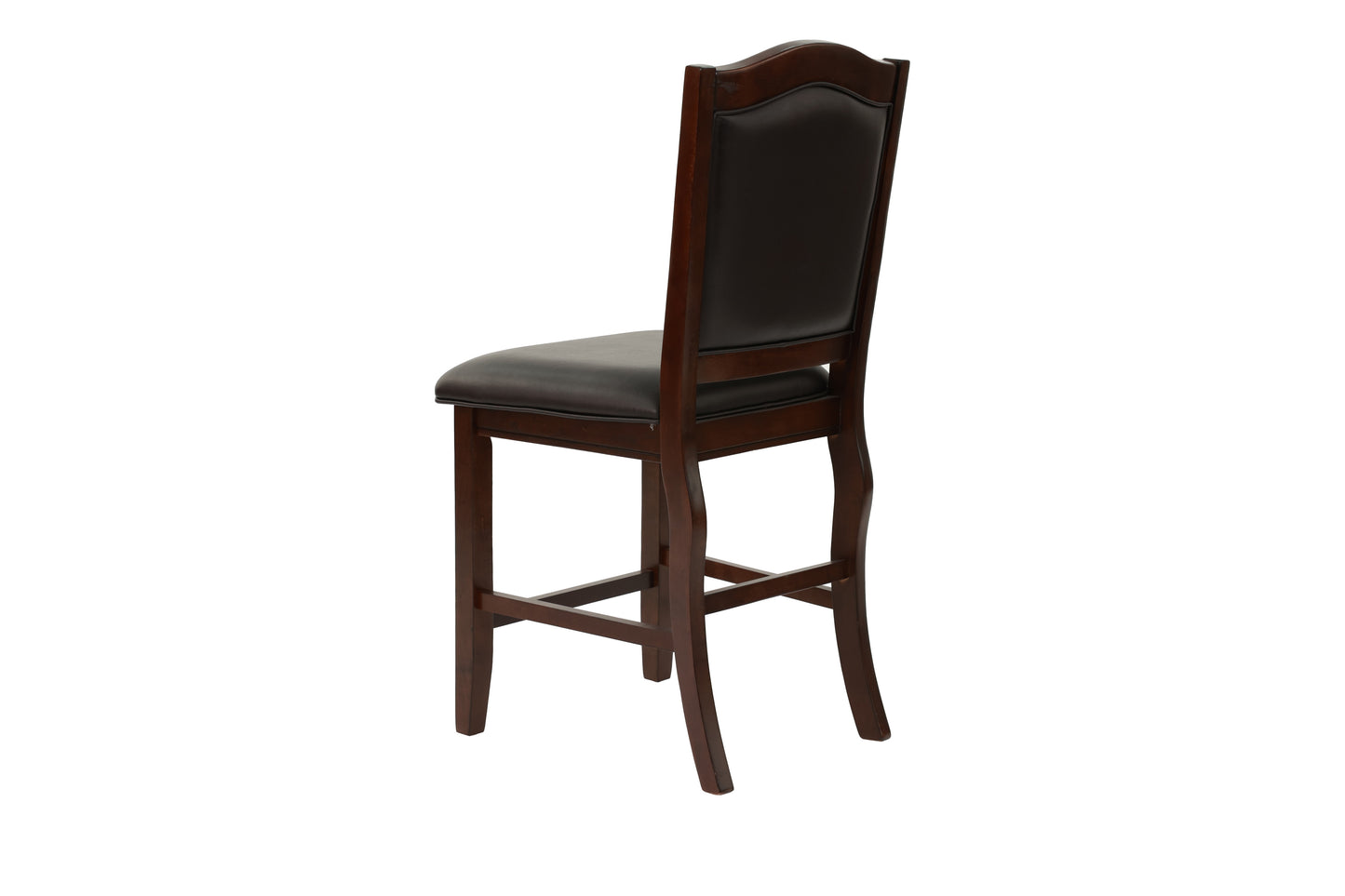 Dark brown wood and leather bar stool