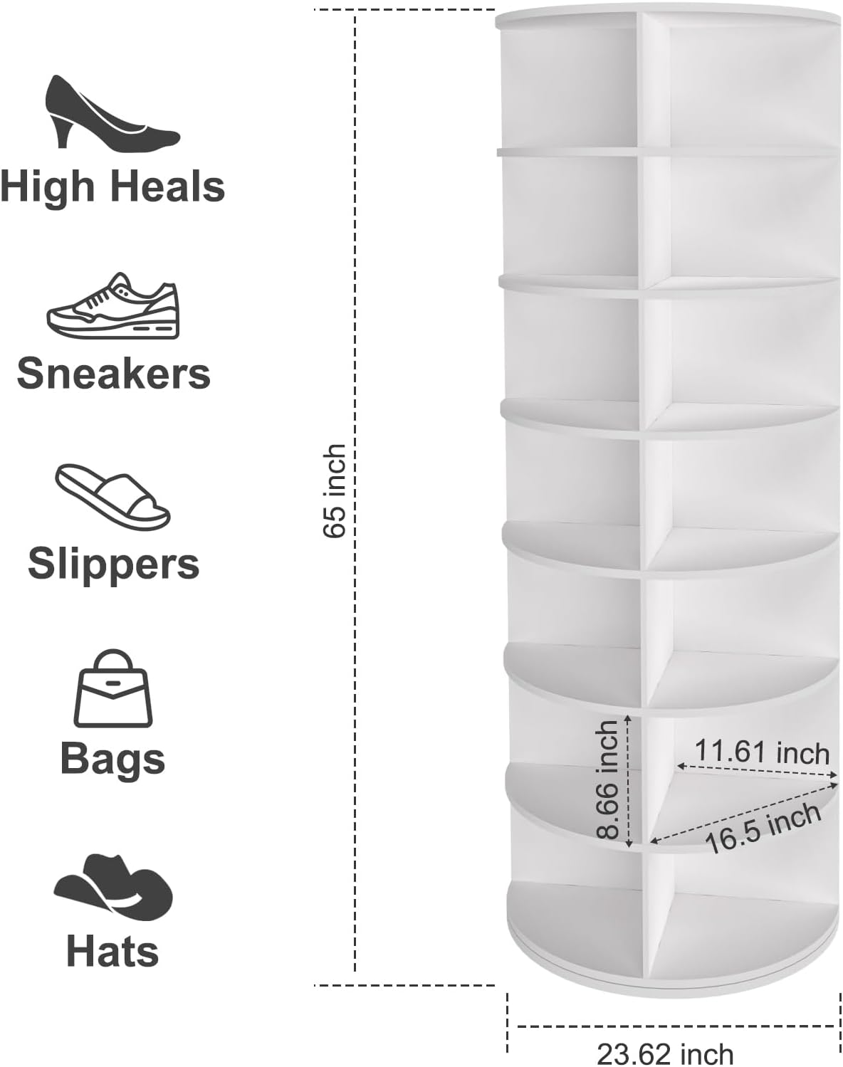 White fabric shoe organizer with multiple shelves