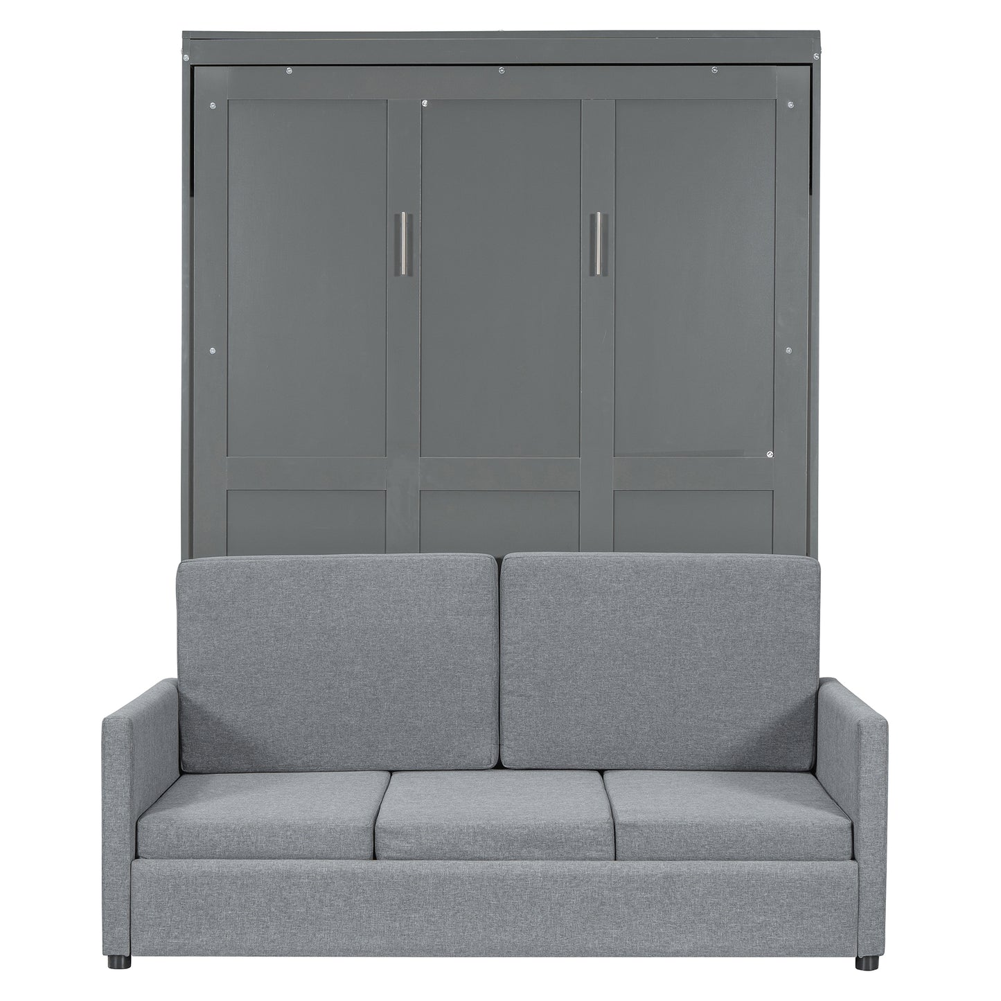 Gray murphy bed with sofa