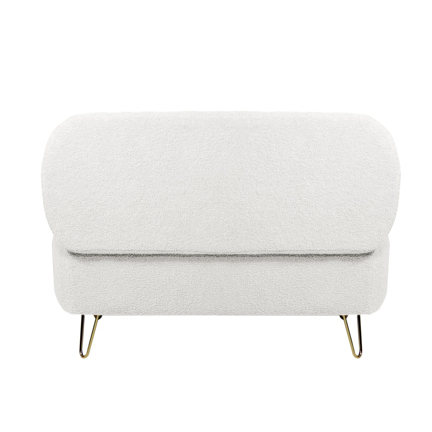 Cream teddy fabric ottoman with gold hairpin legs