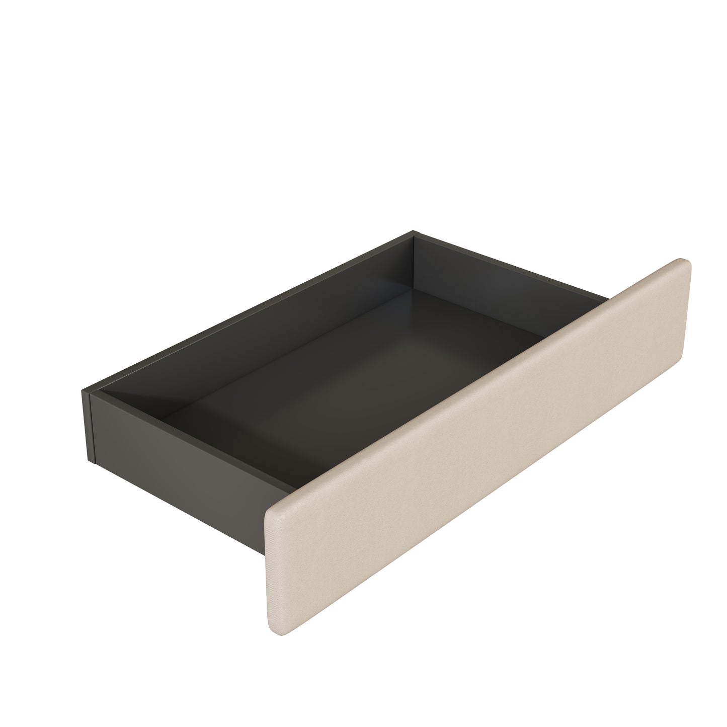 beige upholstered drawer front