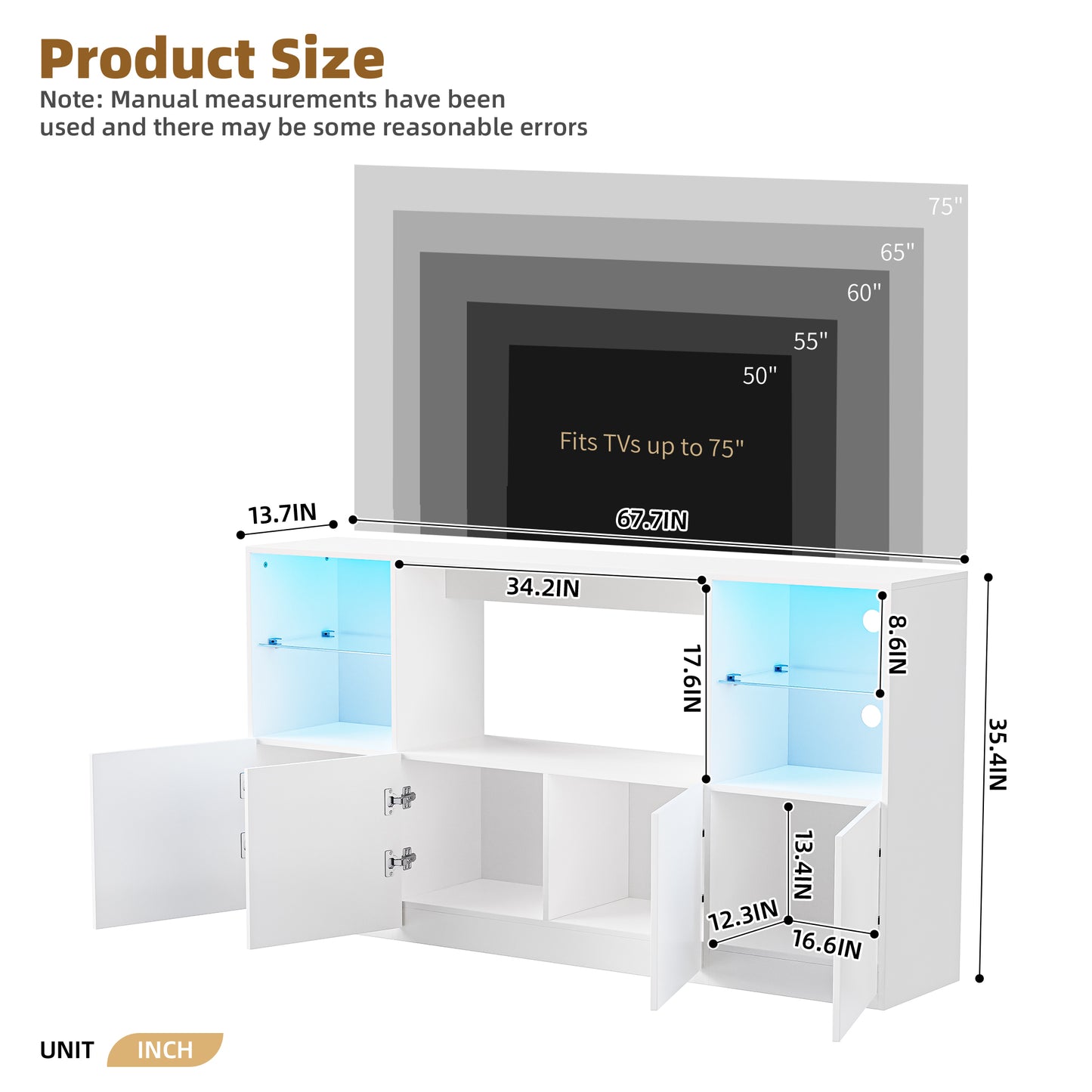 White modern media console dimensions