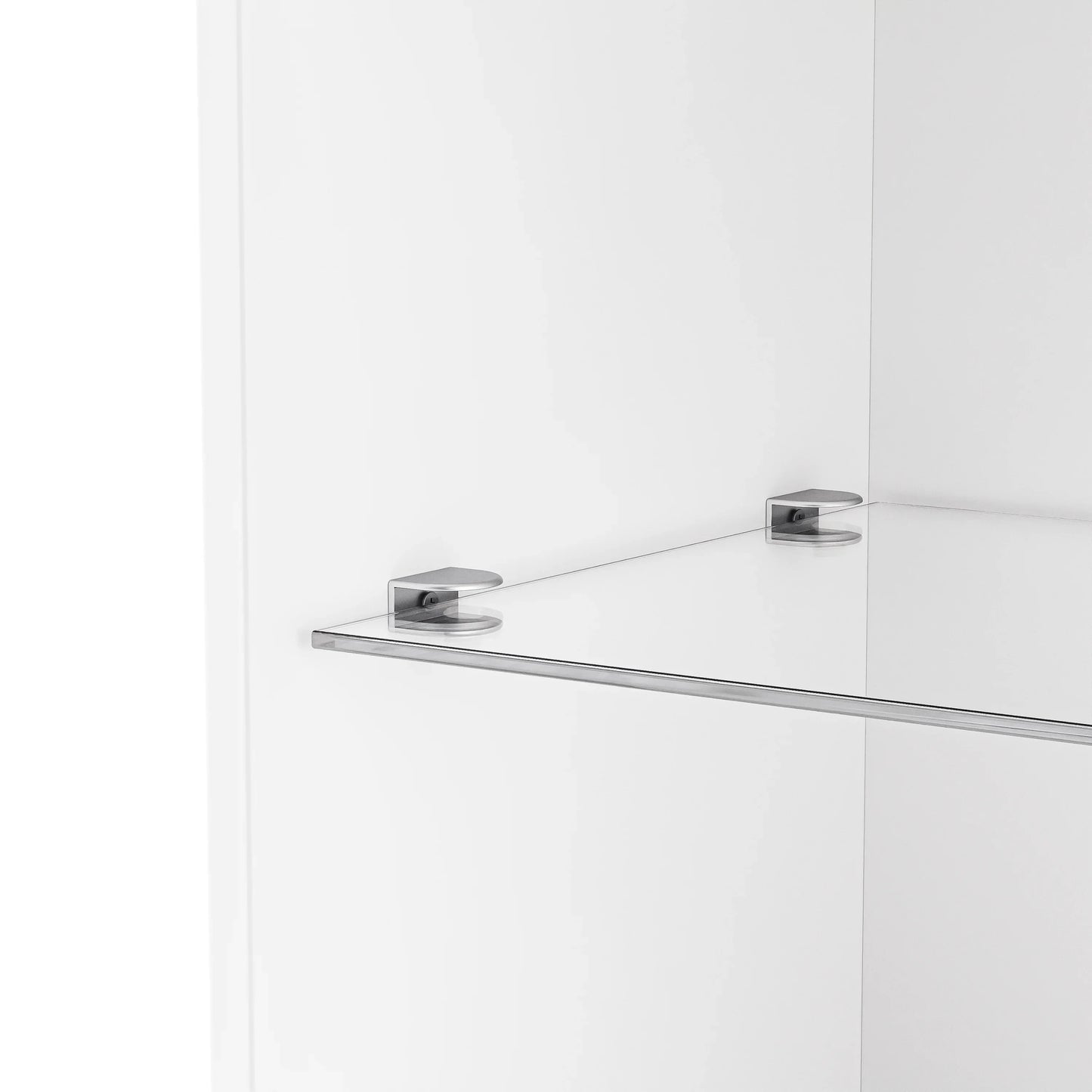 Modern glass shelf with chrome supports