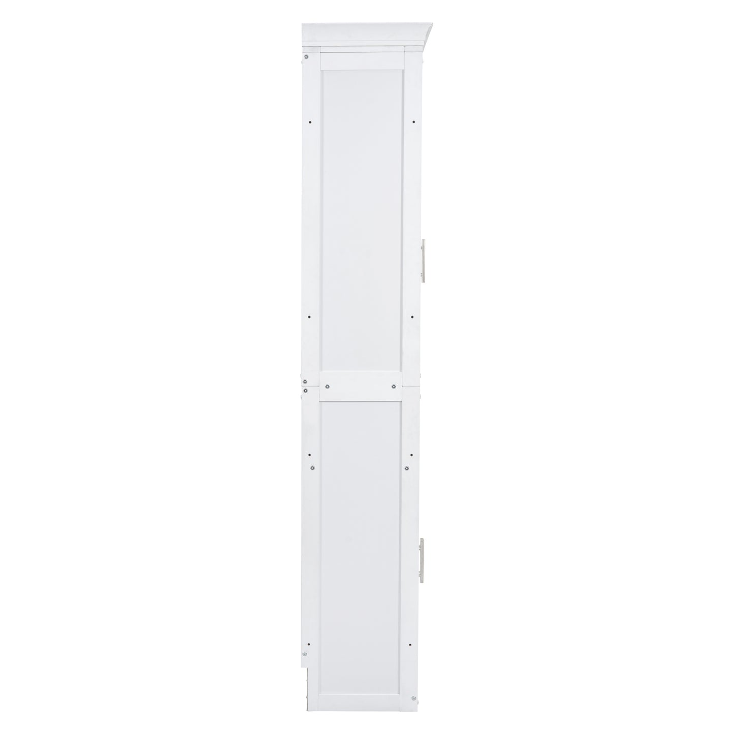 White wooden cabinet with silver handle