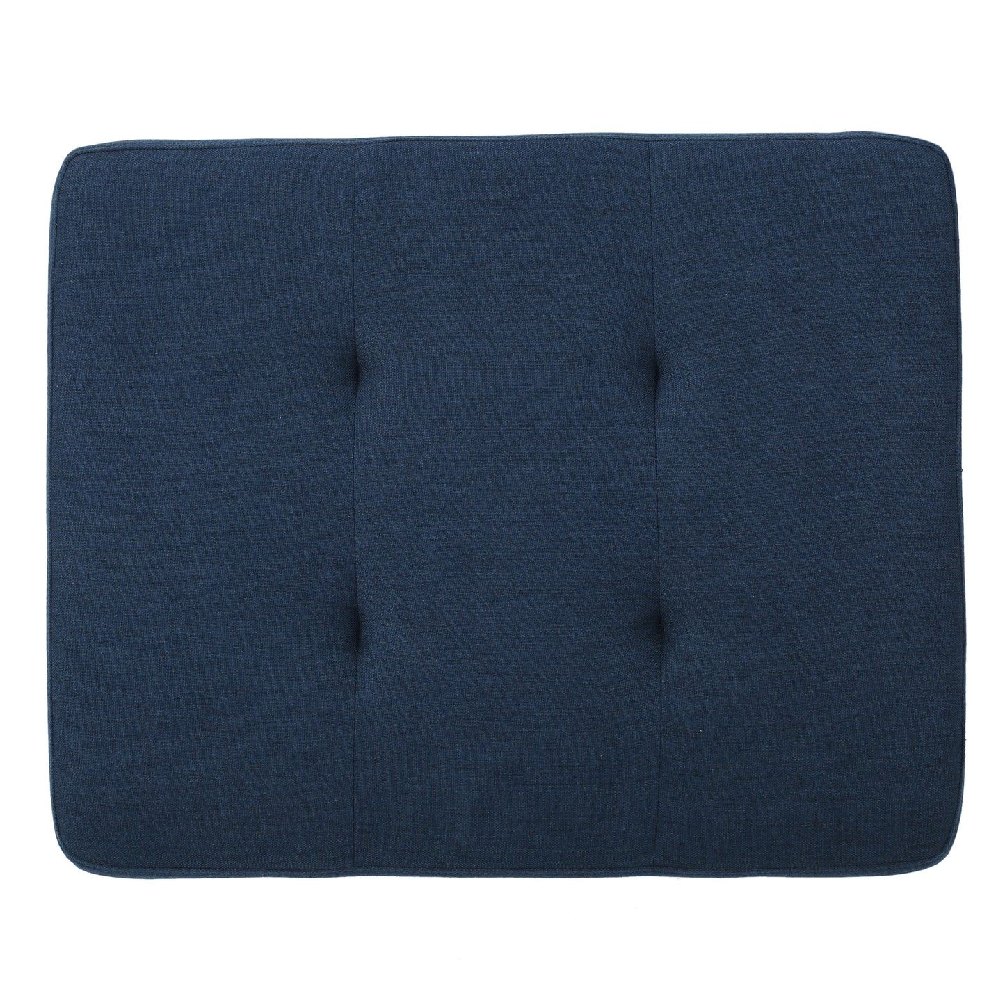 Dark blue fabric ottoman with tufted design