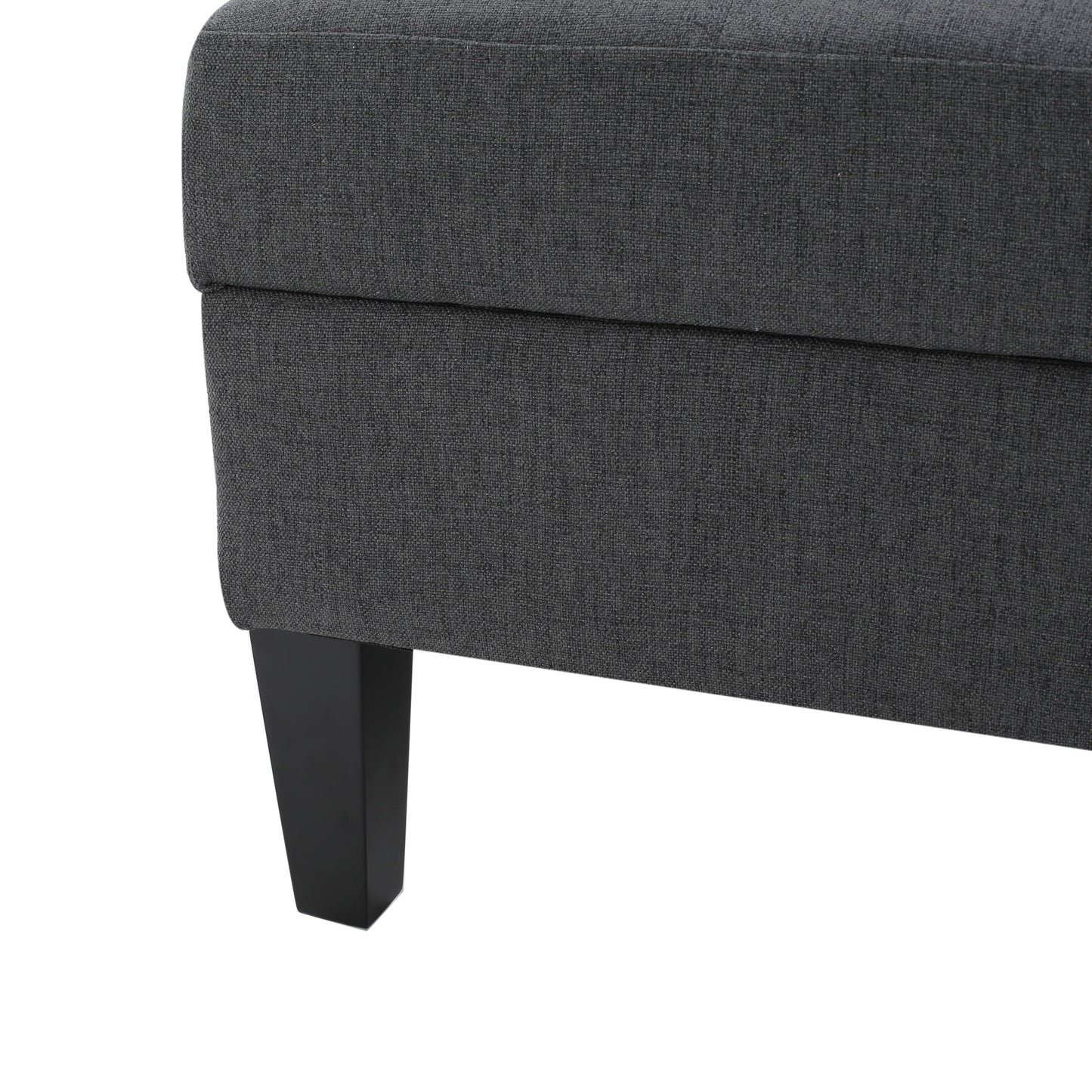 Dark gray fabric ottoman corner with modern black leg