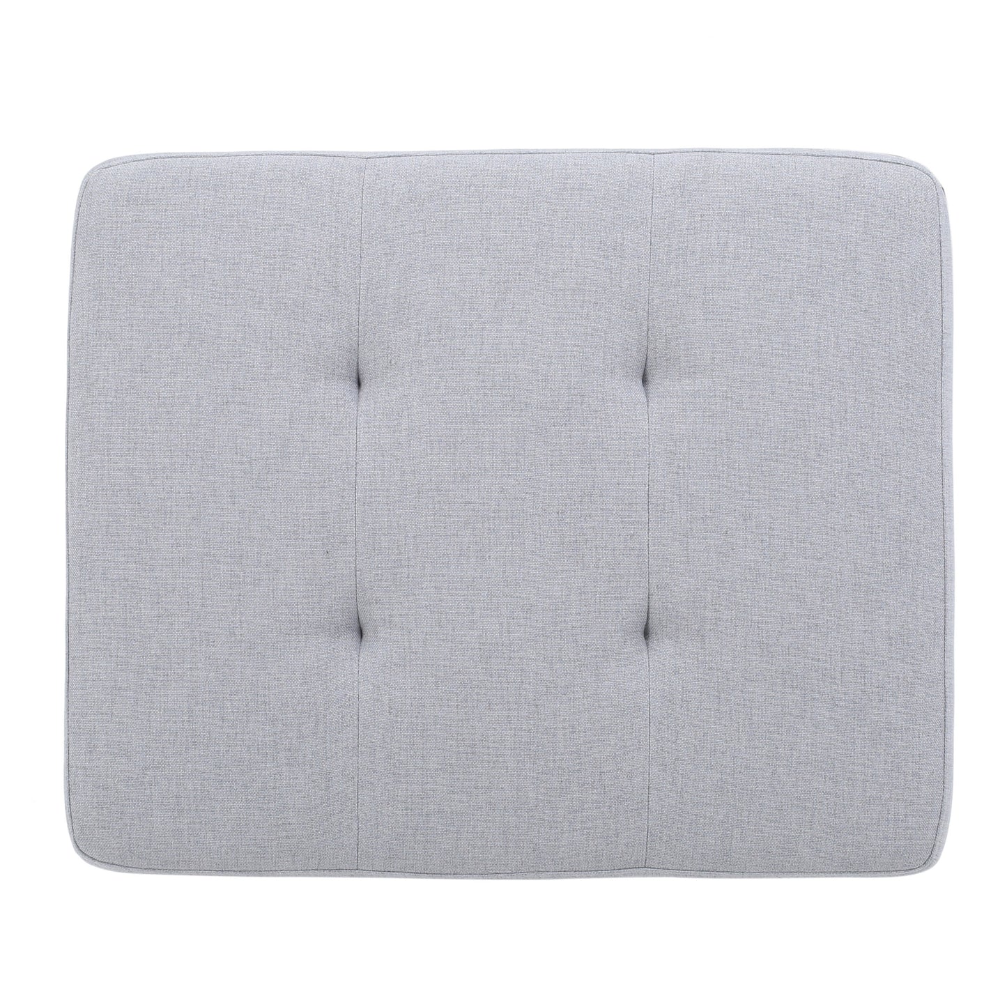Grey upholstered headboard with button tufting