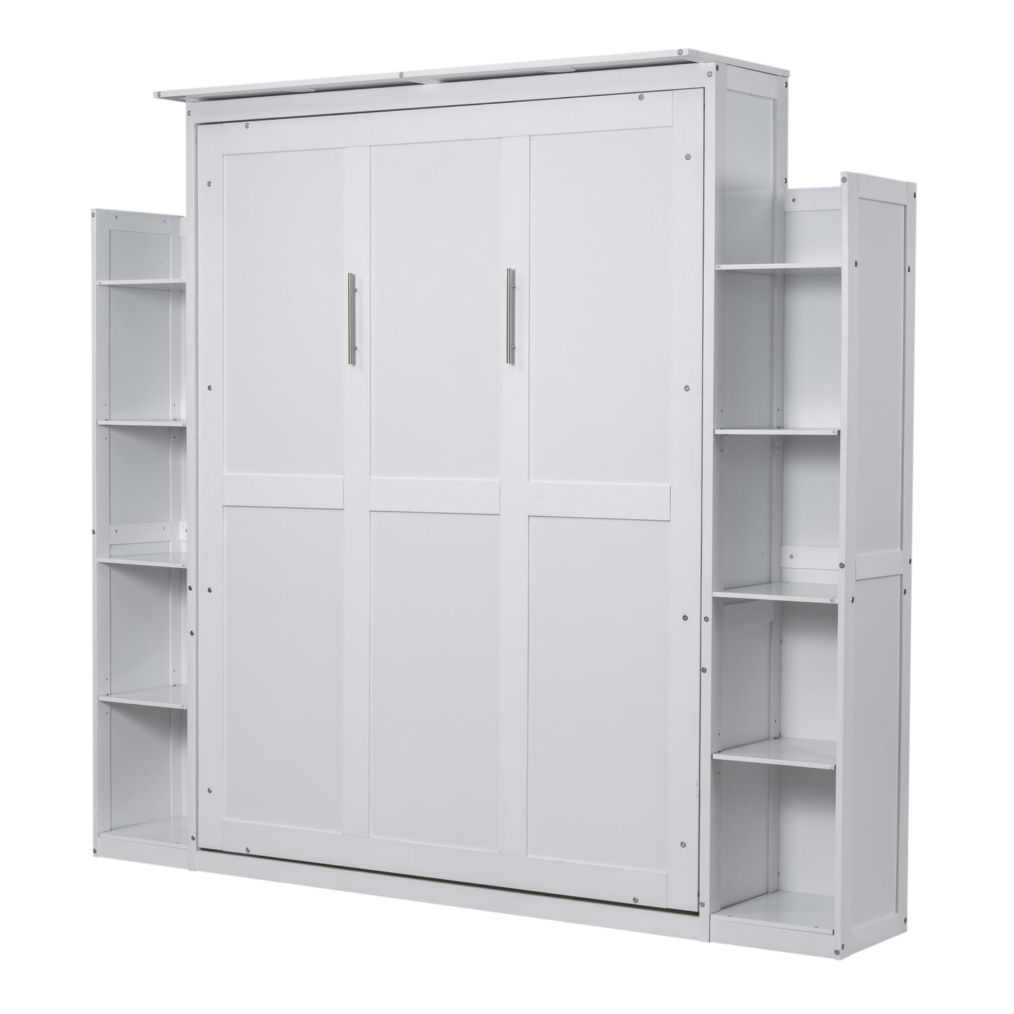 White Murphy bed with integrated shelving