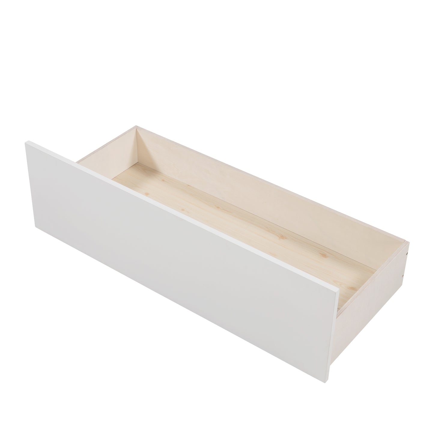 White MDF drawer with natural wood interior perfect for underbed storage