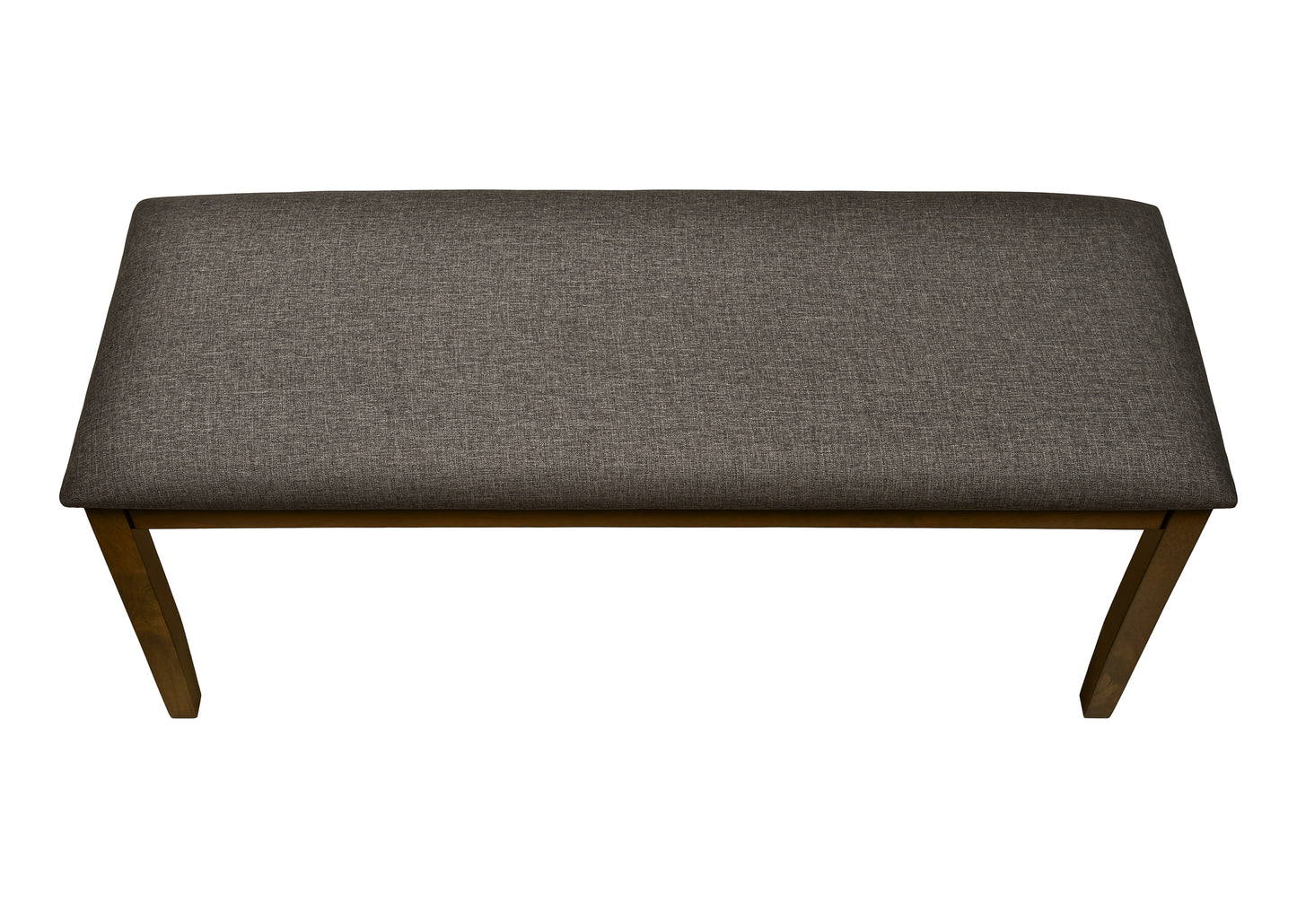 Dark gray upholstered bench with wooden legs