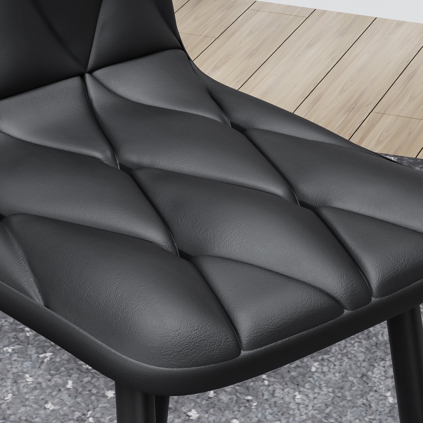 Black diamondstitched faux leather dining chair seat