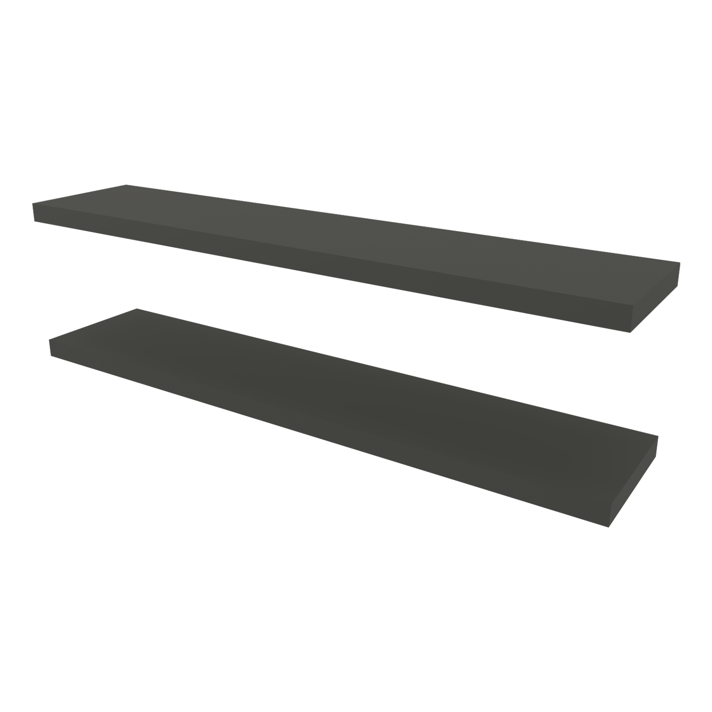 Two dark gray floating shelves