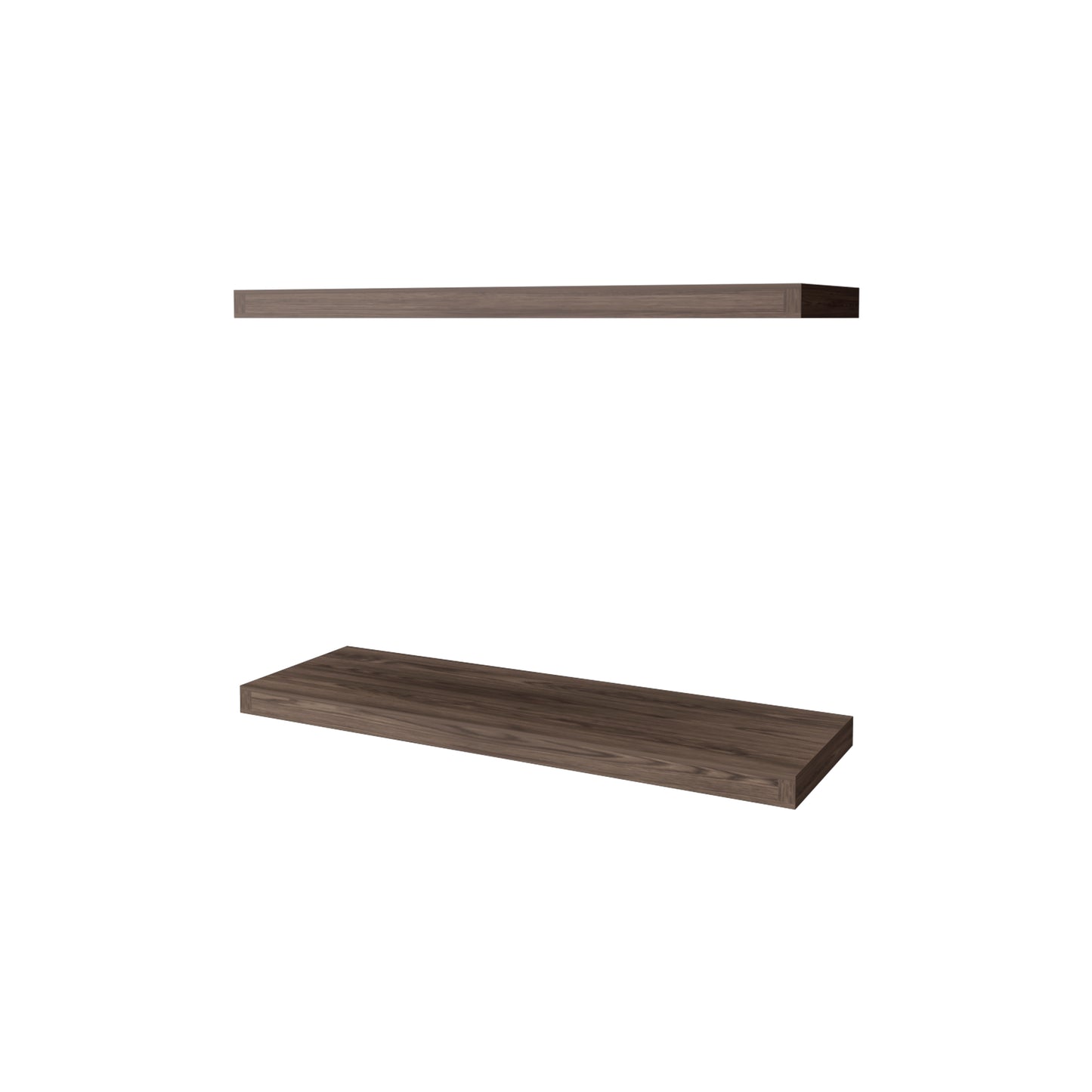 Dark walnut floating shelf with clean lines