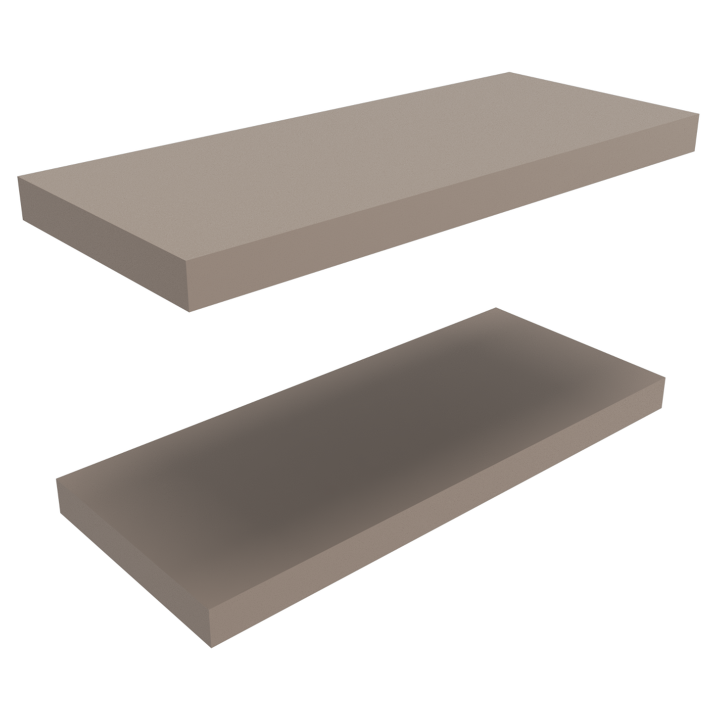 Flat taupe shelving unit