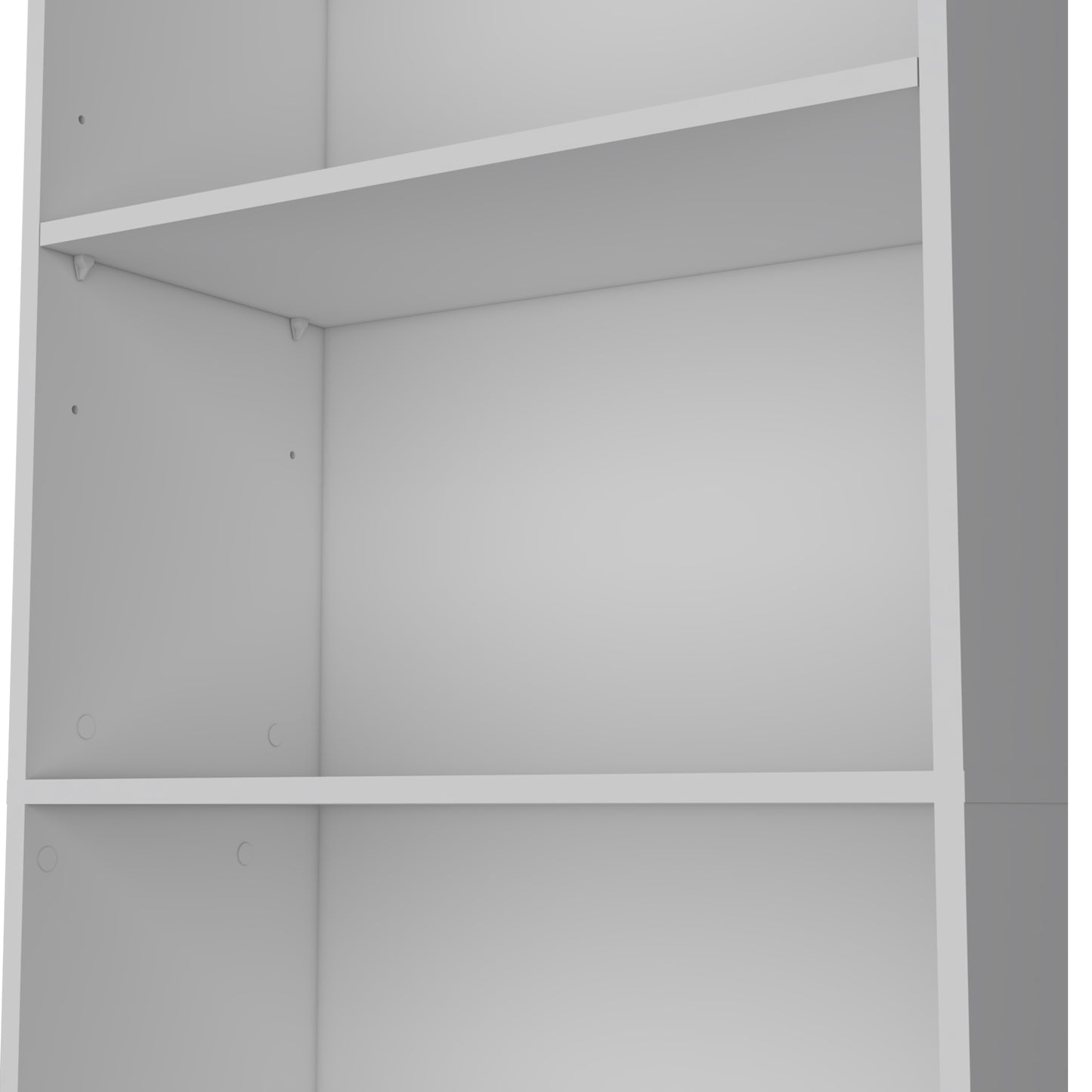 Minimalist white modular bookshelf with adjustable shelves