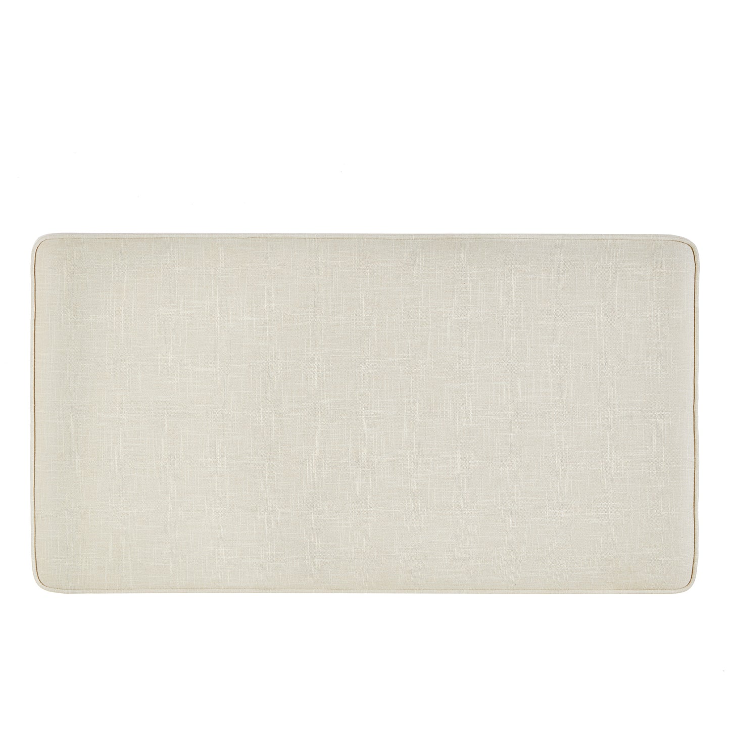 Beige linen bench cushion with piped edges