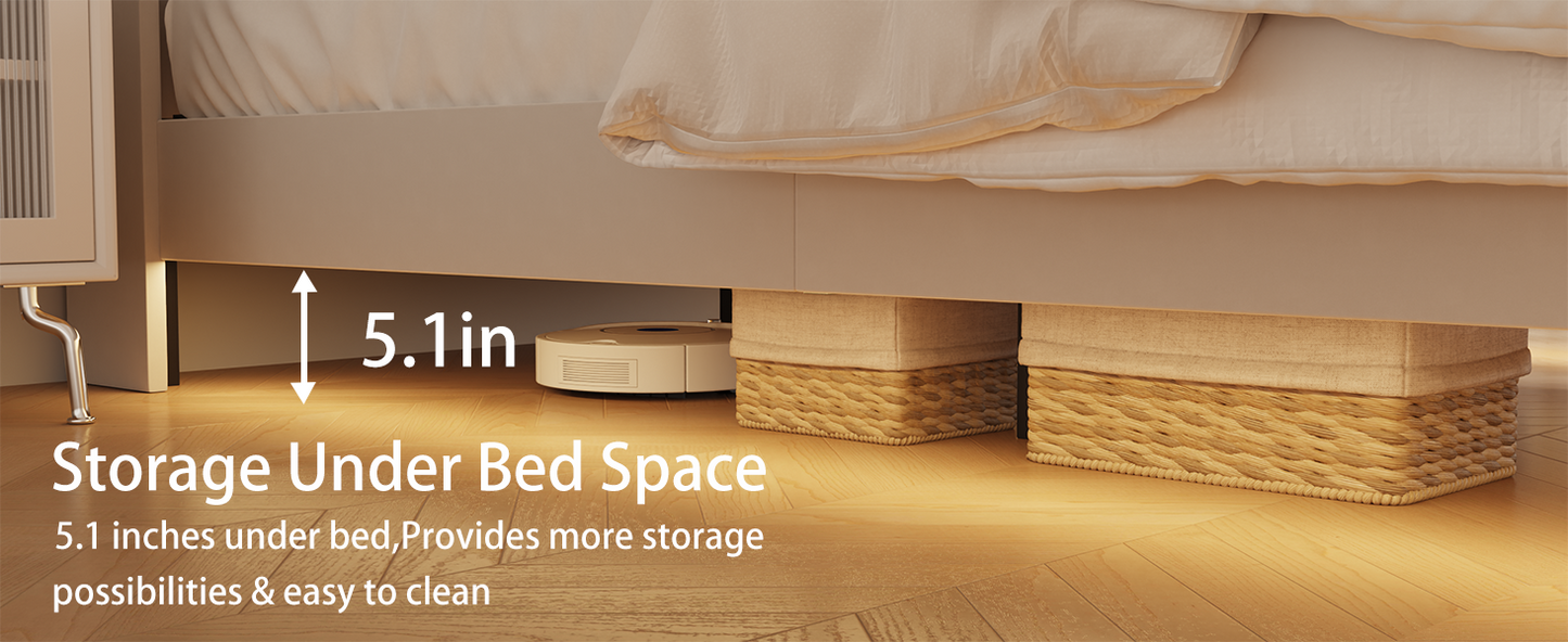White robotic vacuum under bed with inch clearance