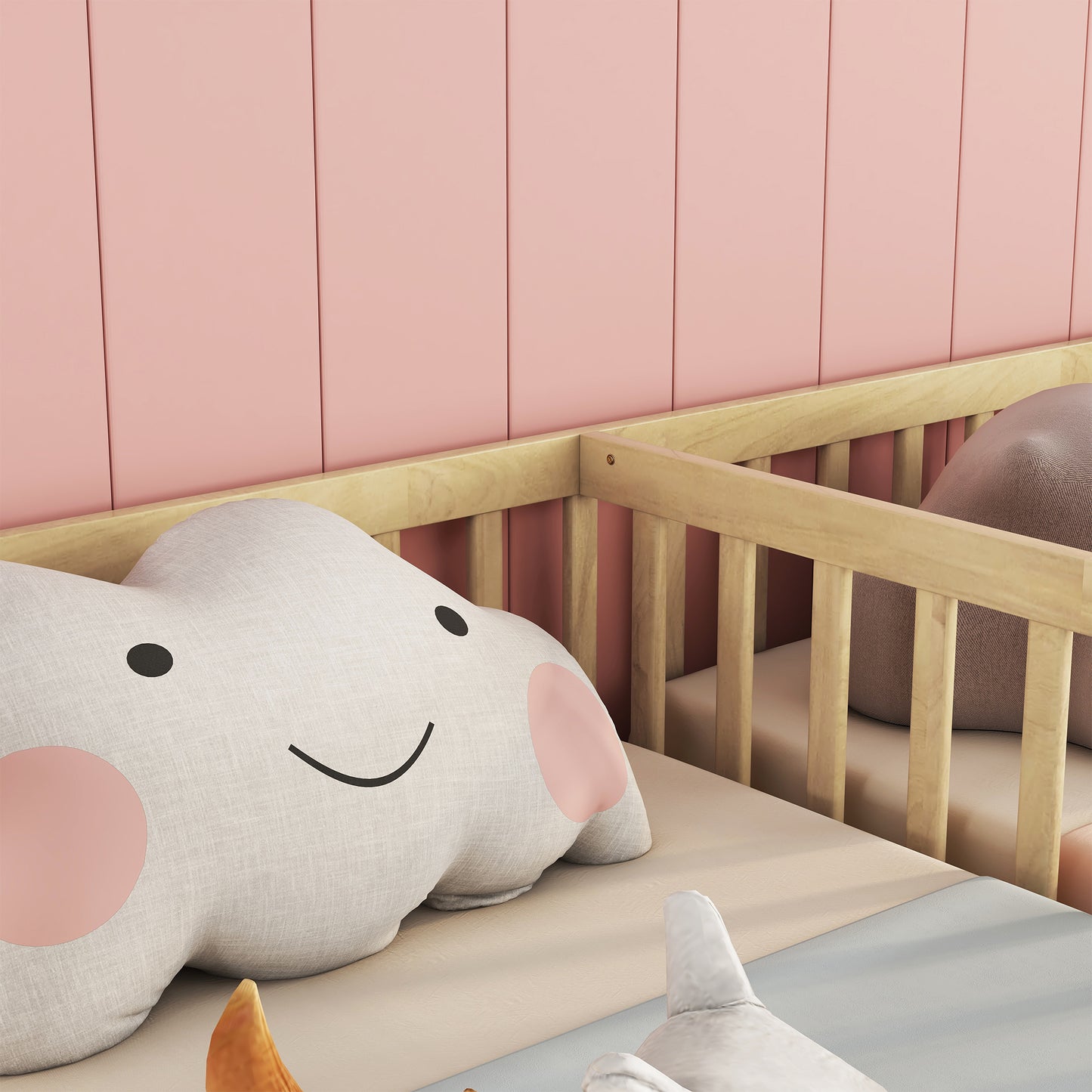 Cute cloud shaped pillow with smiling face for nursery decor