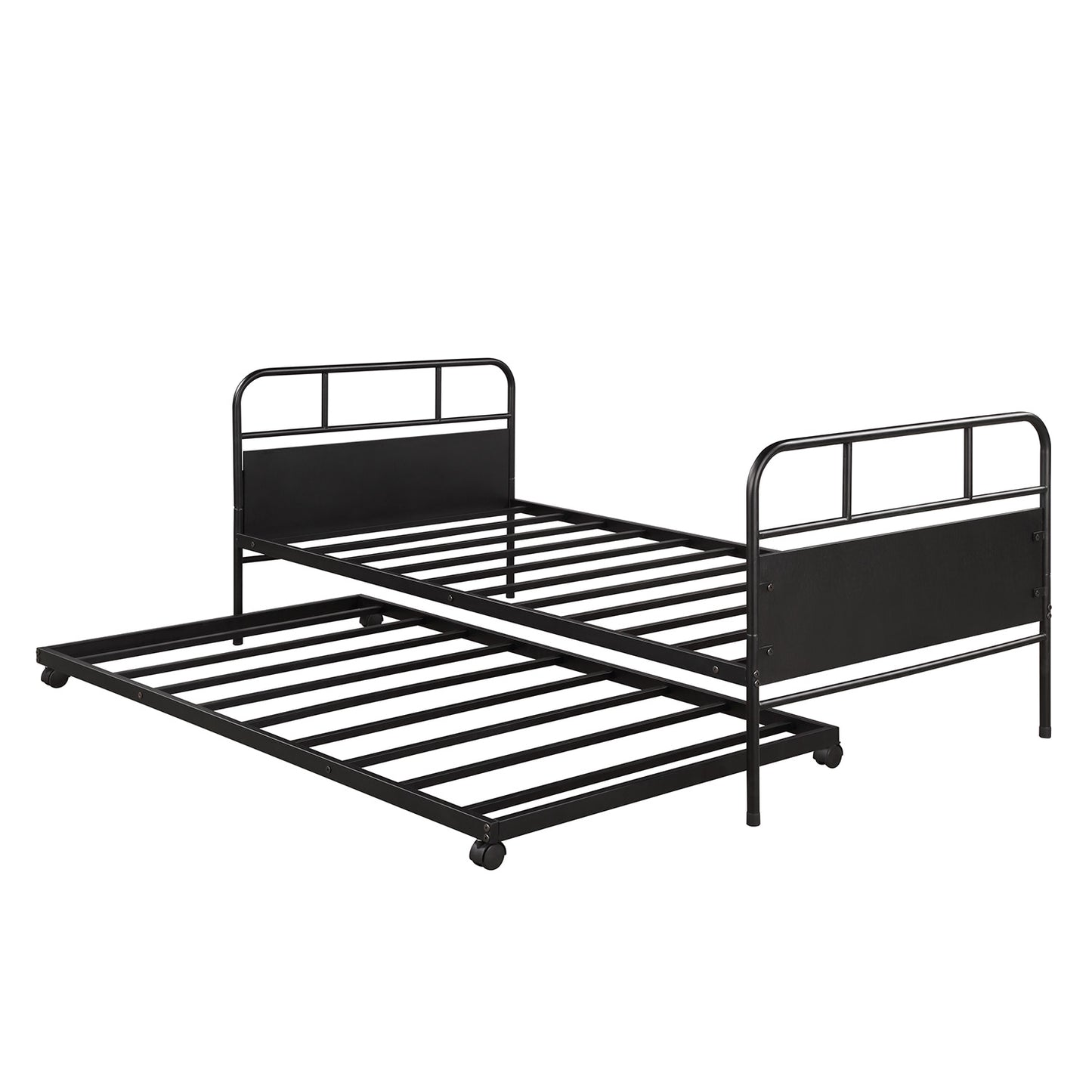 Black metal twin daybed with pullout trundle