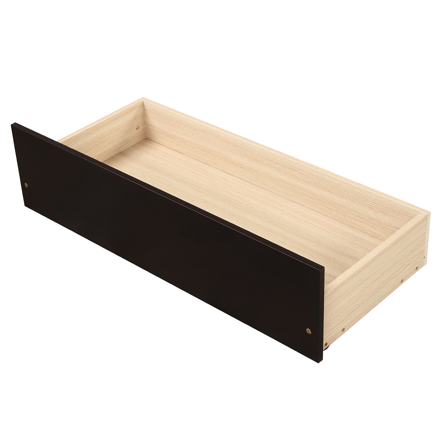 Dark brown and light wood drawer