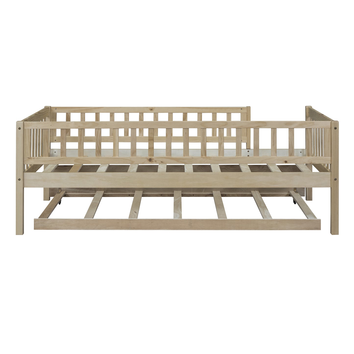 Natural pine wood daybed with pullout trundle
