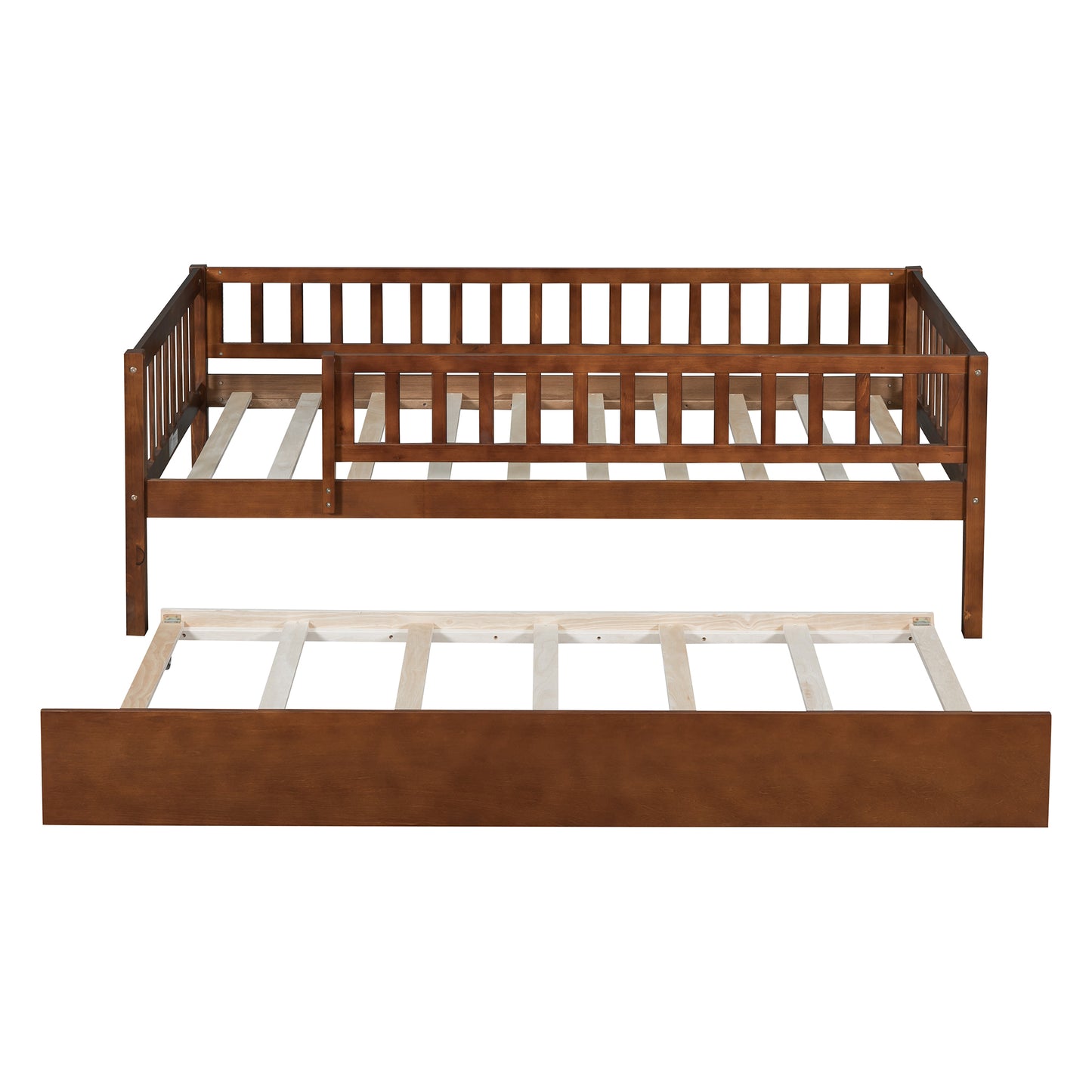 Solid wood daybed frame in rich espresso with pullout trundle