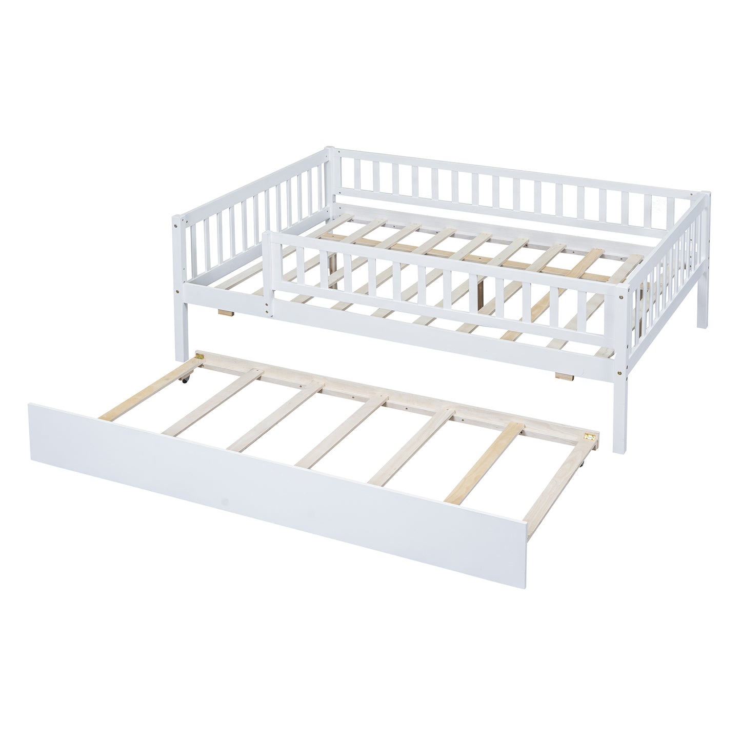 White wooden daybed with pullout trundle